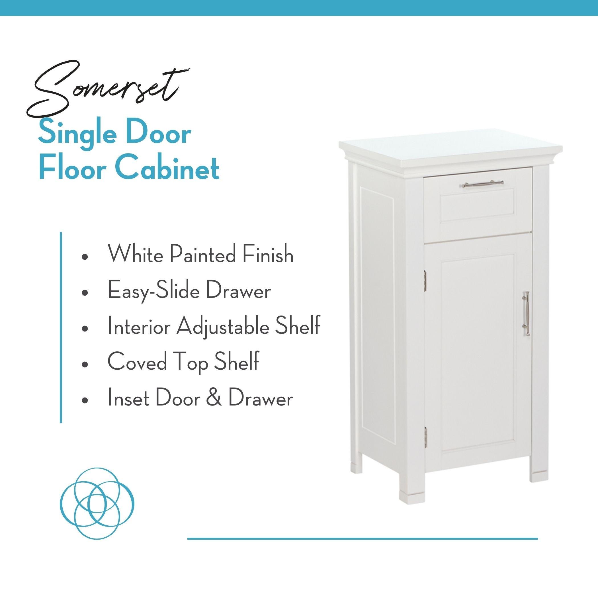 RiverRidge Somerset Single Door Bathroom and Laundry Storage Cabinet with Drawer and Adjustable Shelf