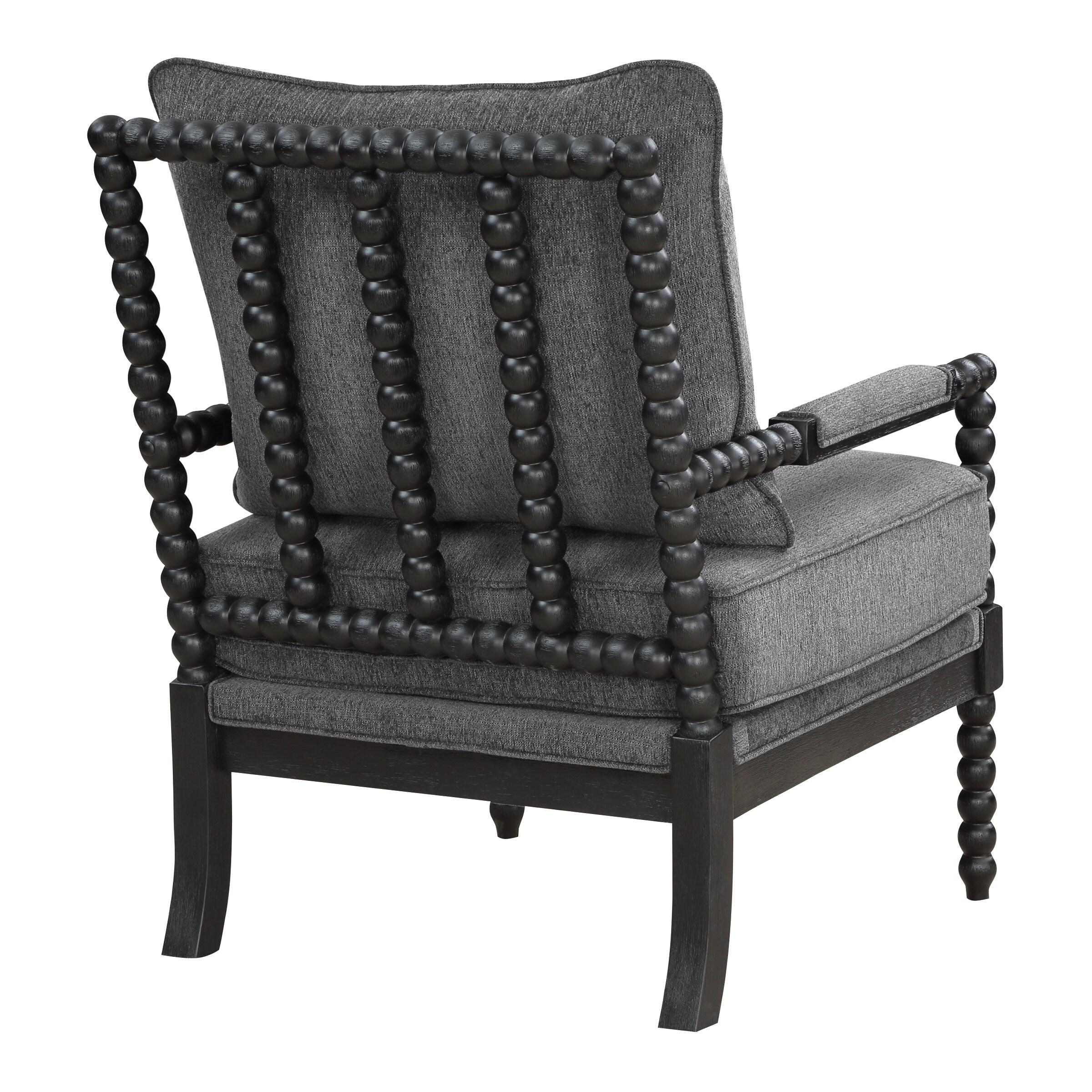OSP Home Furnishings Eliza Spindle Chair in Charcoal Fabric