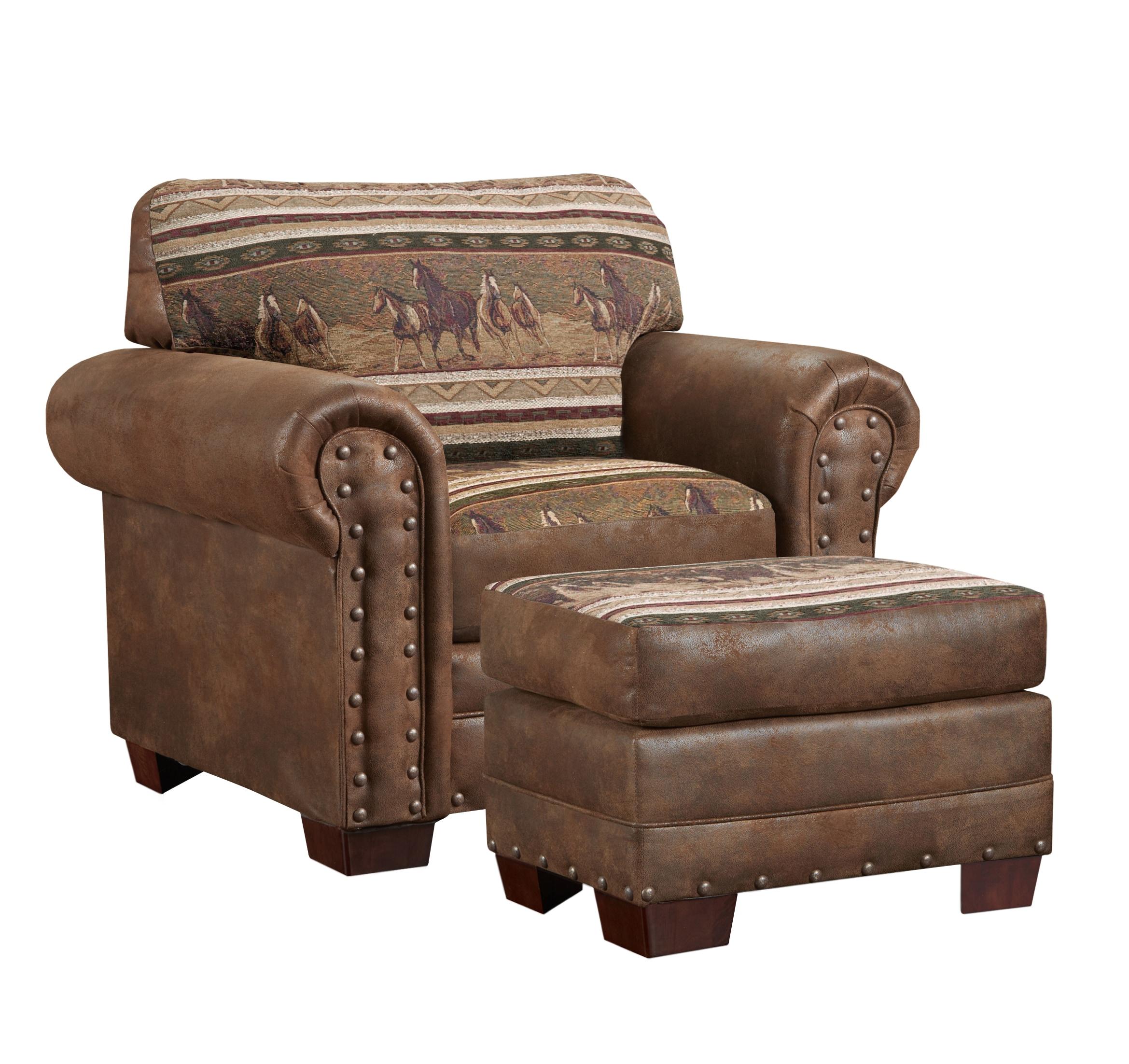 American Furniture Classics Model 8500-40S Lodge Style Wild Horses 4-Piece Set with Sleeper
