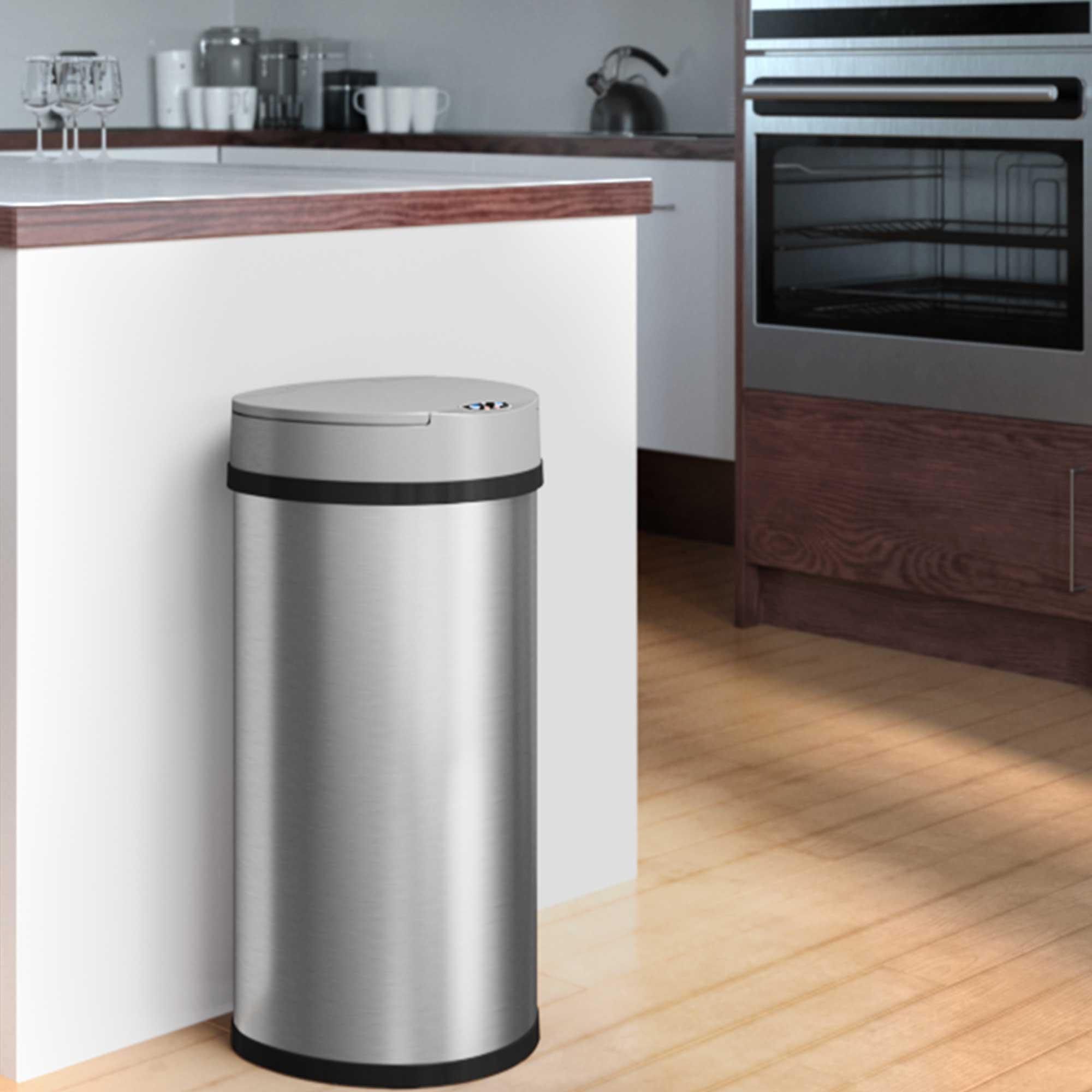 iTouchless Sensor Kitchen Trash Can with AbsorbX Odor Filter 13 Gallon Silver Stainless Steel