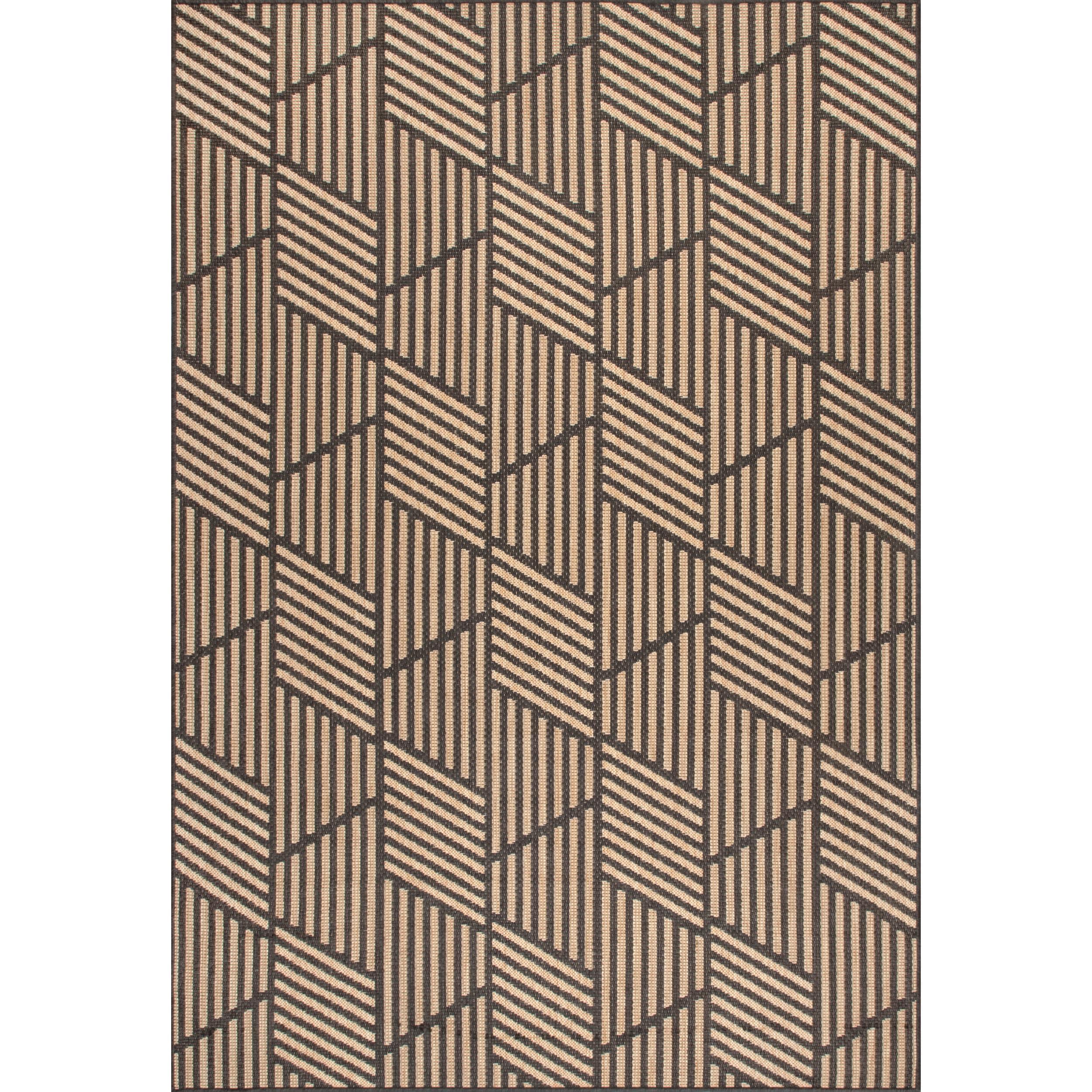 Nuloom Leona Geometric 8x10 Indoor/Outdoor Area Rug for Living Room Patio Deck Front Porch Kitchen, Charcoal/Ivory