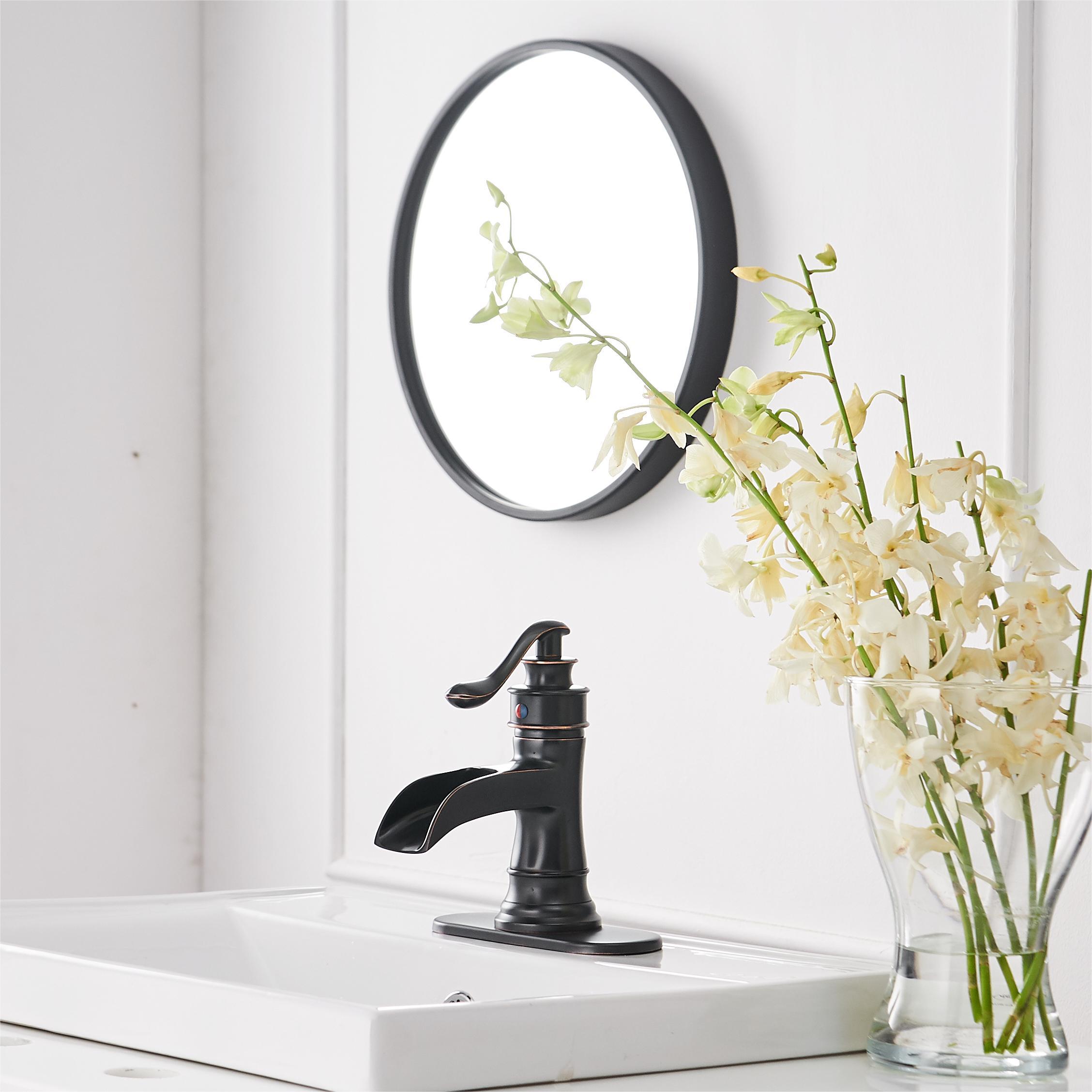 BWE Waterfall Single Hole Single-Handle Low-Arc Bathroom Faucet With Pop-up Drain Assembly