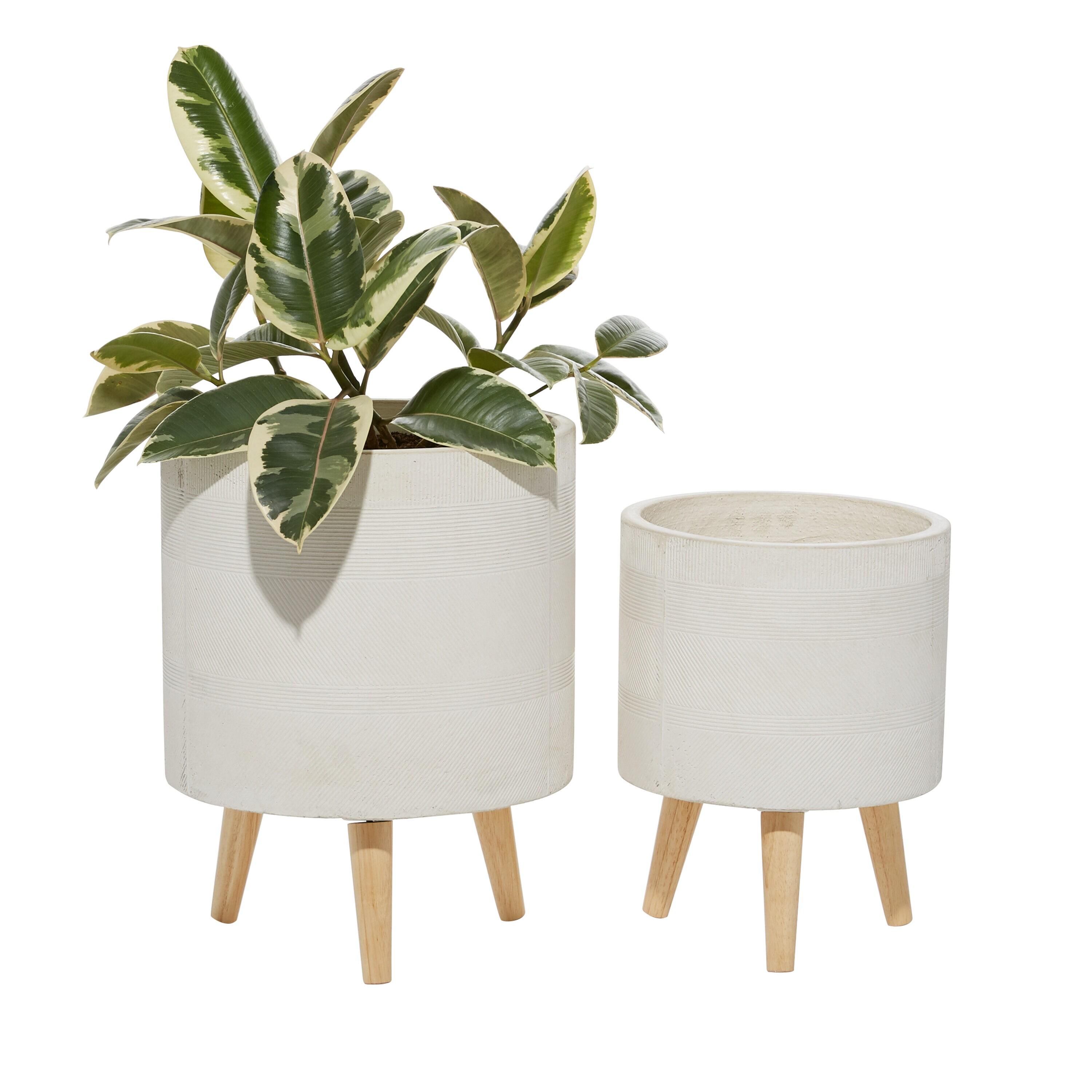 Set of 2 Cylindrical Fiberclay Planters - Olivia & May