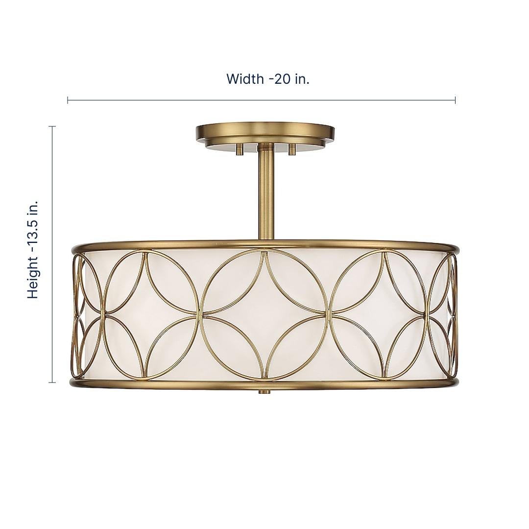 Savoy House Reid 4 - Light Semi-Flush Mount in  Warm Brass