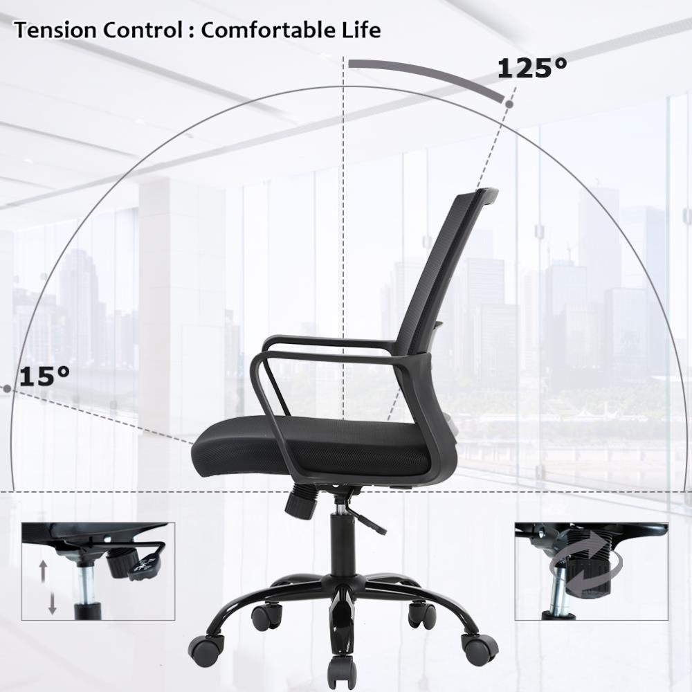 BestMassage Office Chair Mesh Computer Chair Task Chair with Lumbar Support & 360° Swivel Home Office Swivel Chair Modern Desk Chair, Black