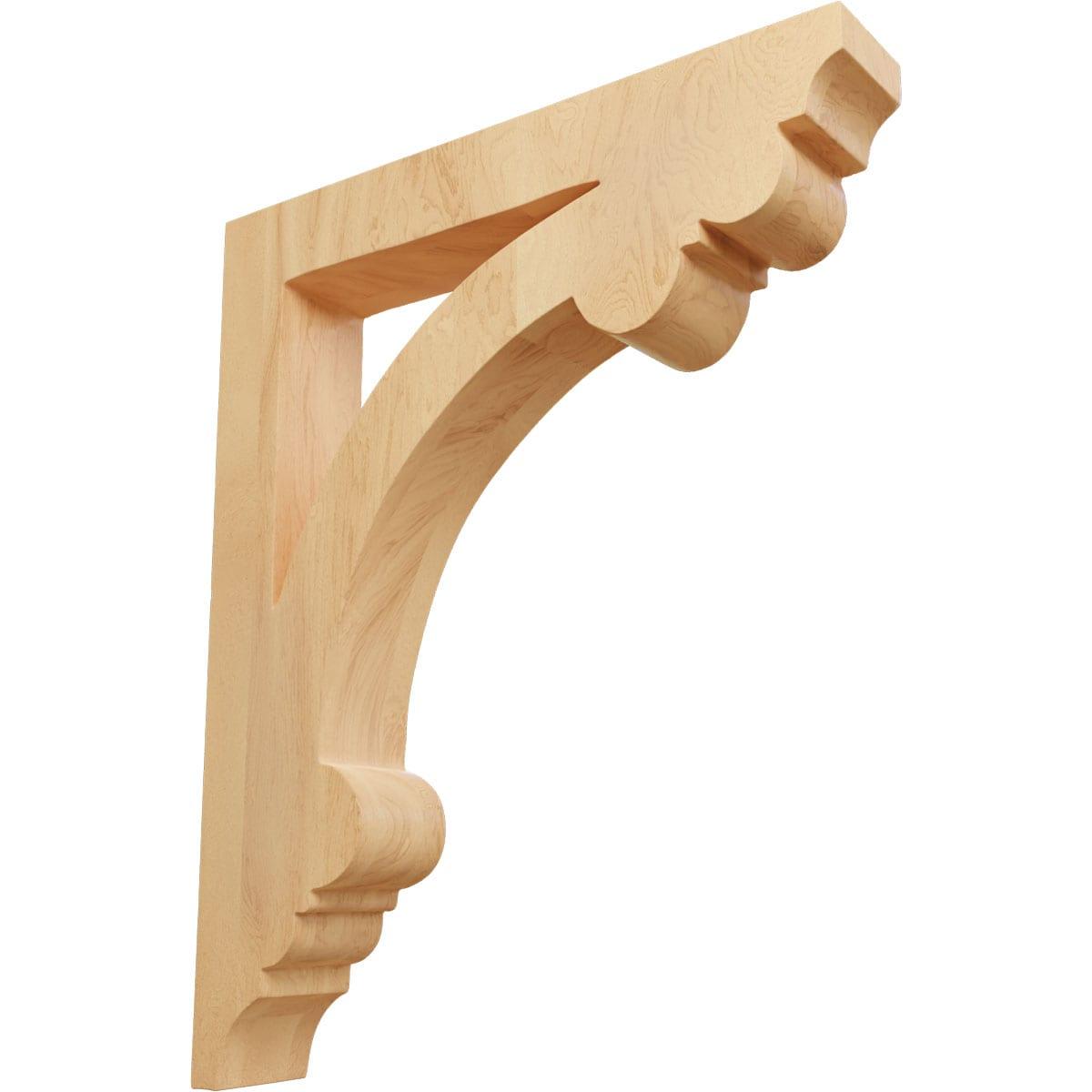 Medium Red Oak Hand-Carved Wood Corbel