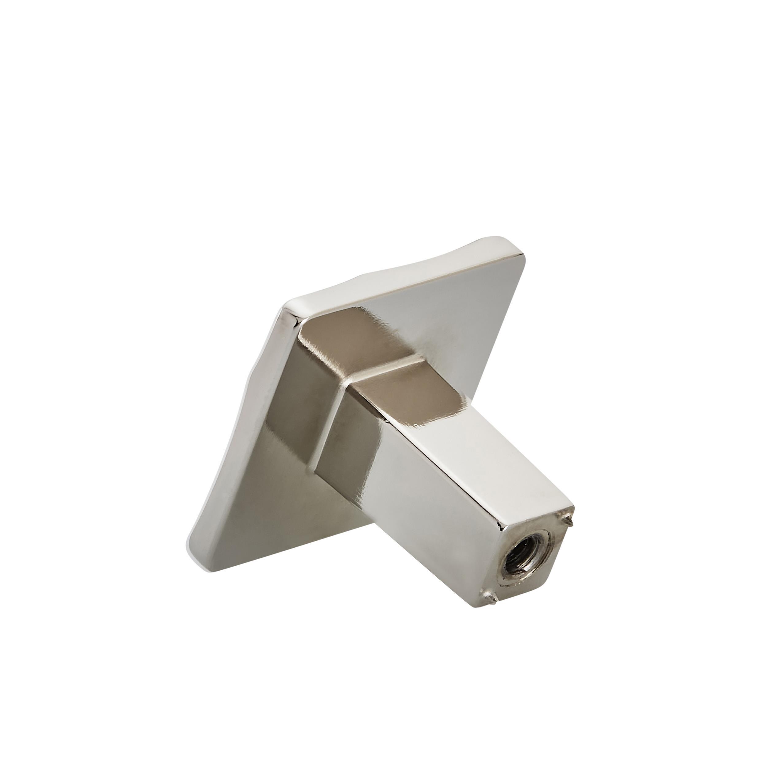 Polished Nickel Square Cabinet Knob with Mounting Hardware