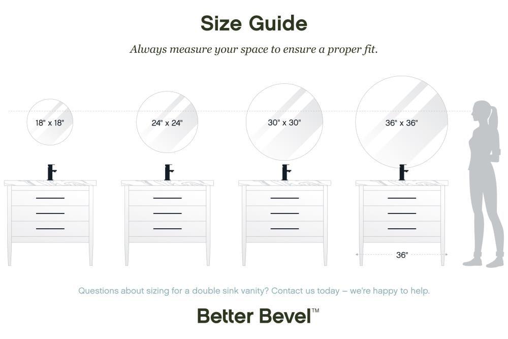 Better Bevel 30" x 30" Frameless Round Mirror | Polished Edge