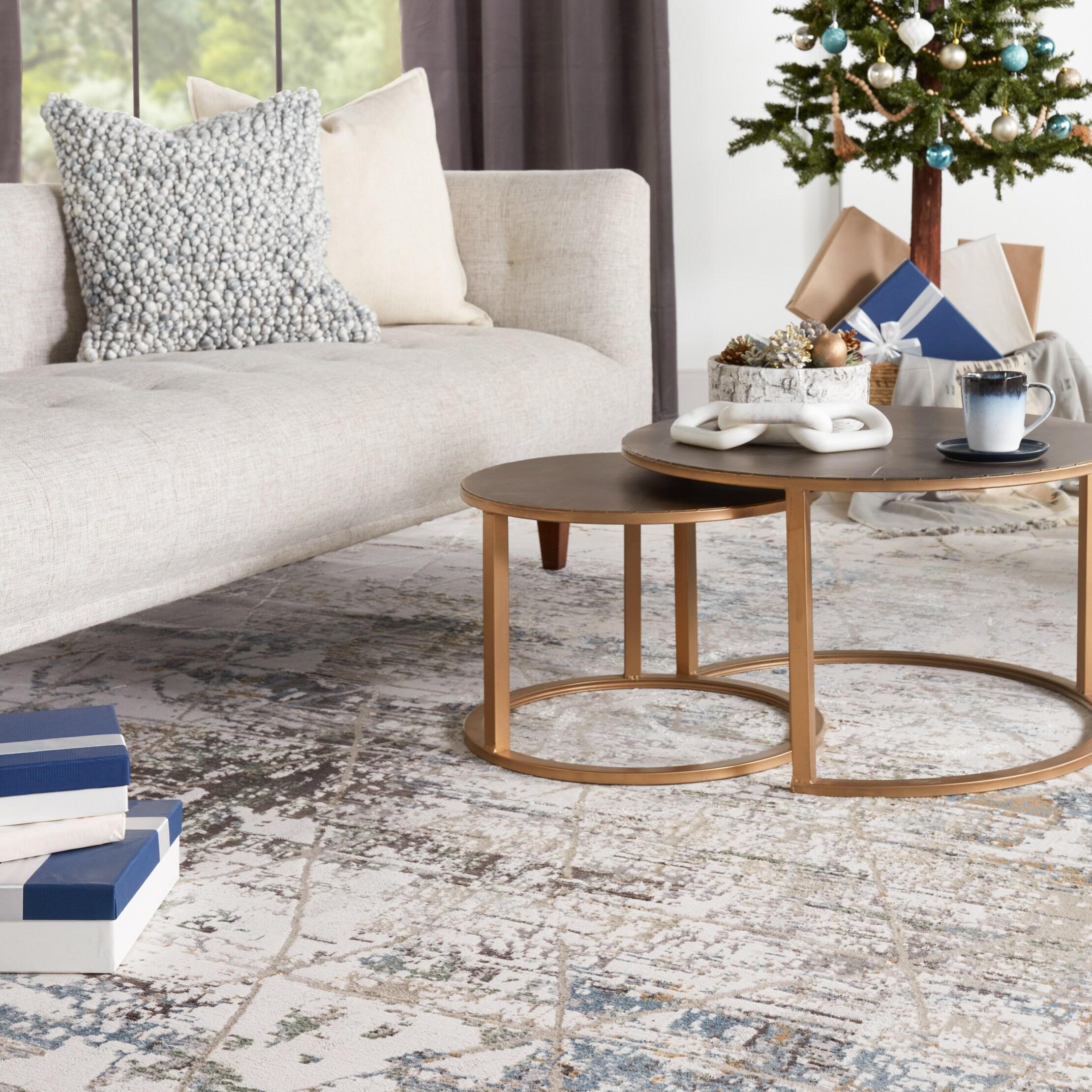 Jaipur Living Melo 6 x 9 (ft) Loomed Polyester Gray/Light Blue Rectangular Indoor Trellis Global Area rug