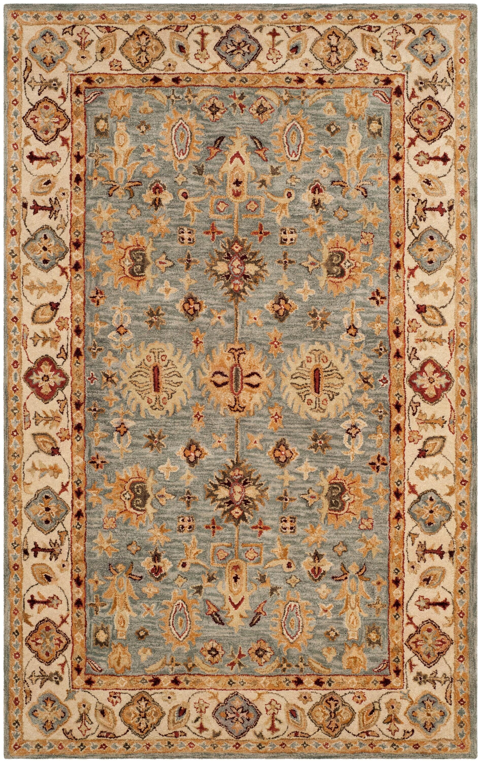 Antiquity AT847 Hand Tufted Area Rug - Blue/Ivory - 6'x9' - Safavieh.