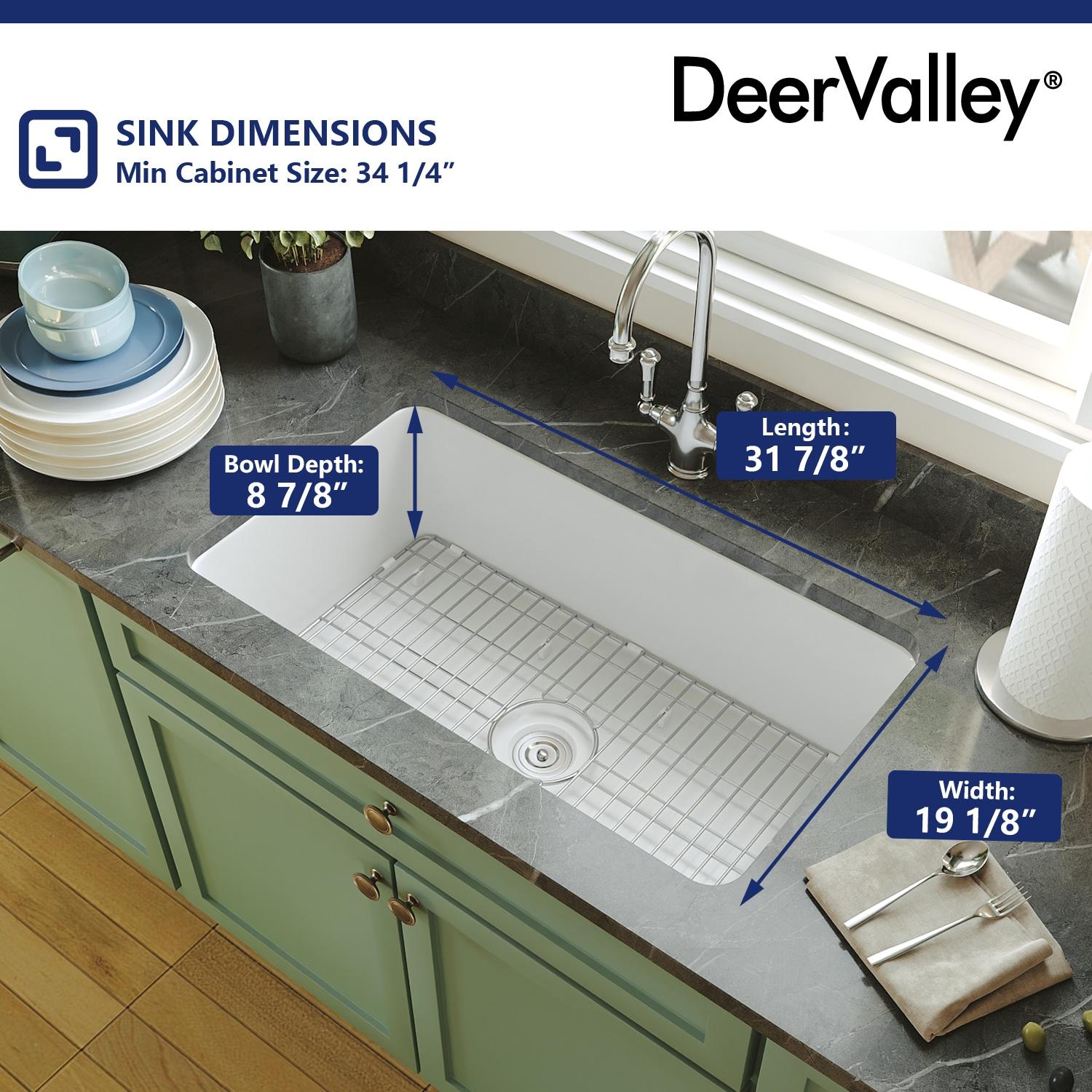 Rectangular Fireclay 32" L x 19" W Fireclay Undermount Kitchen Sink with Basket Strainer and Sink Grid