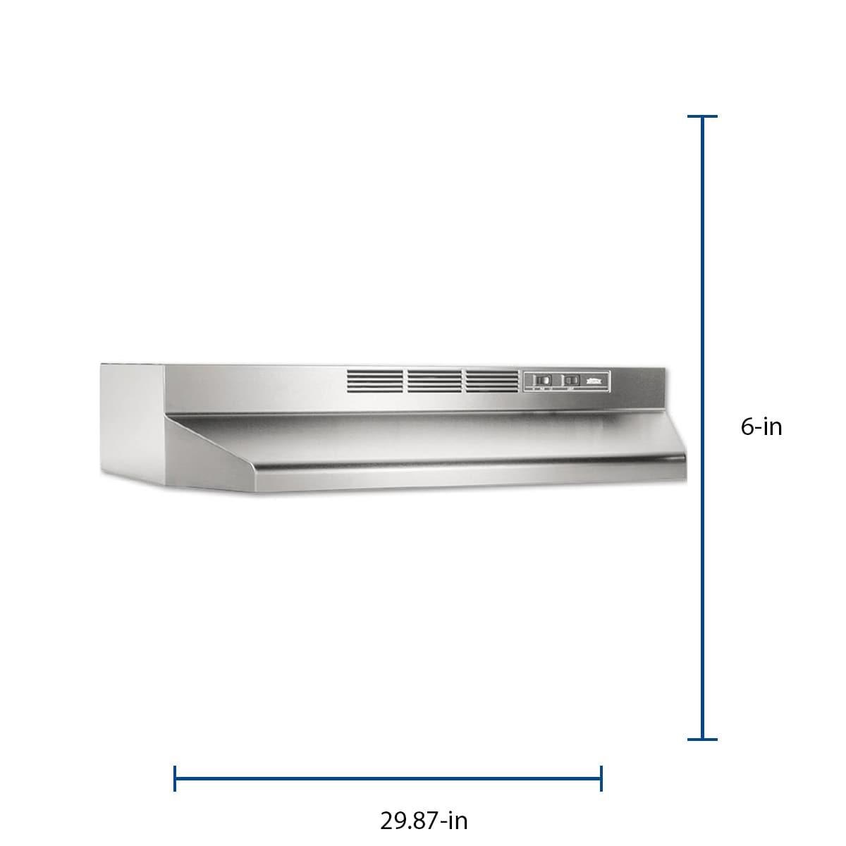 Broan NuTone 30" Steel 190 CFM Ductless (Non-Vented) Under Cabinet Range Hood with Charcoal Filter