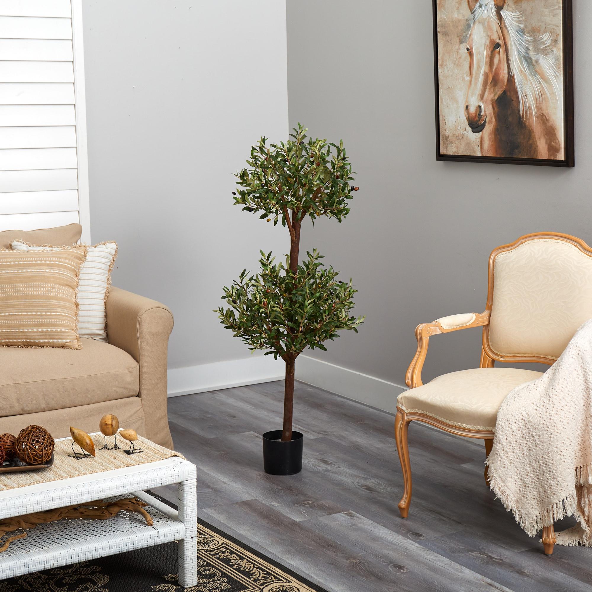 Primrue 4.5ft. Olive Double Topiary Silk Tree