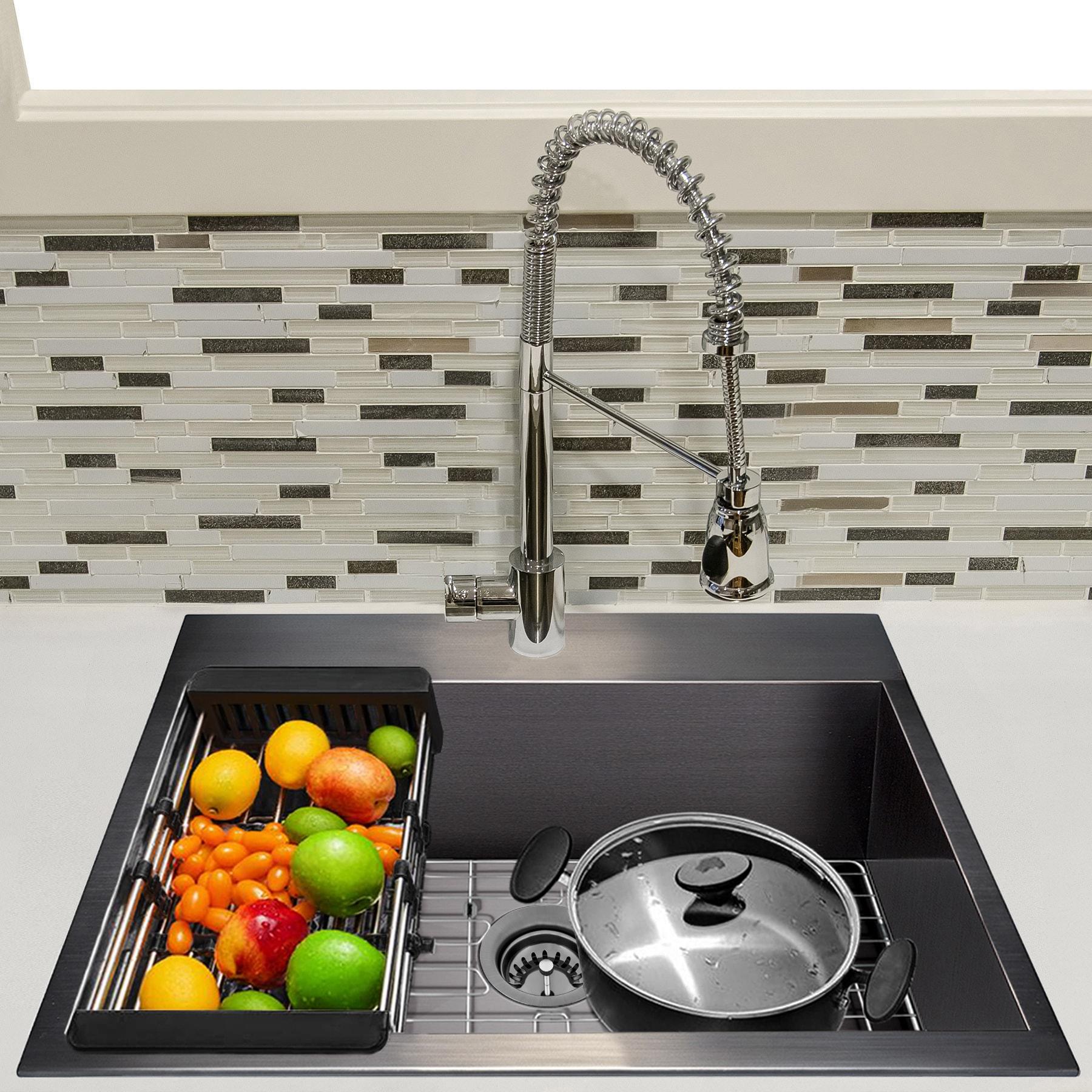 Drop-In 25-in x 22-in Gunmetal Matte Black Stainless Steel Single Bowl 1-Hole Kitchen Sink