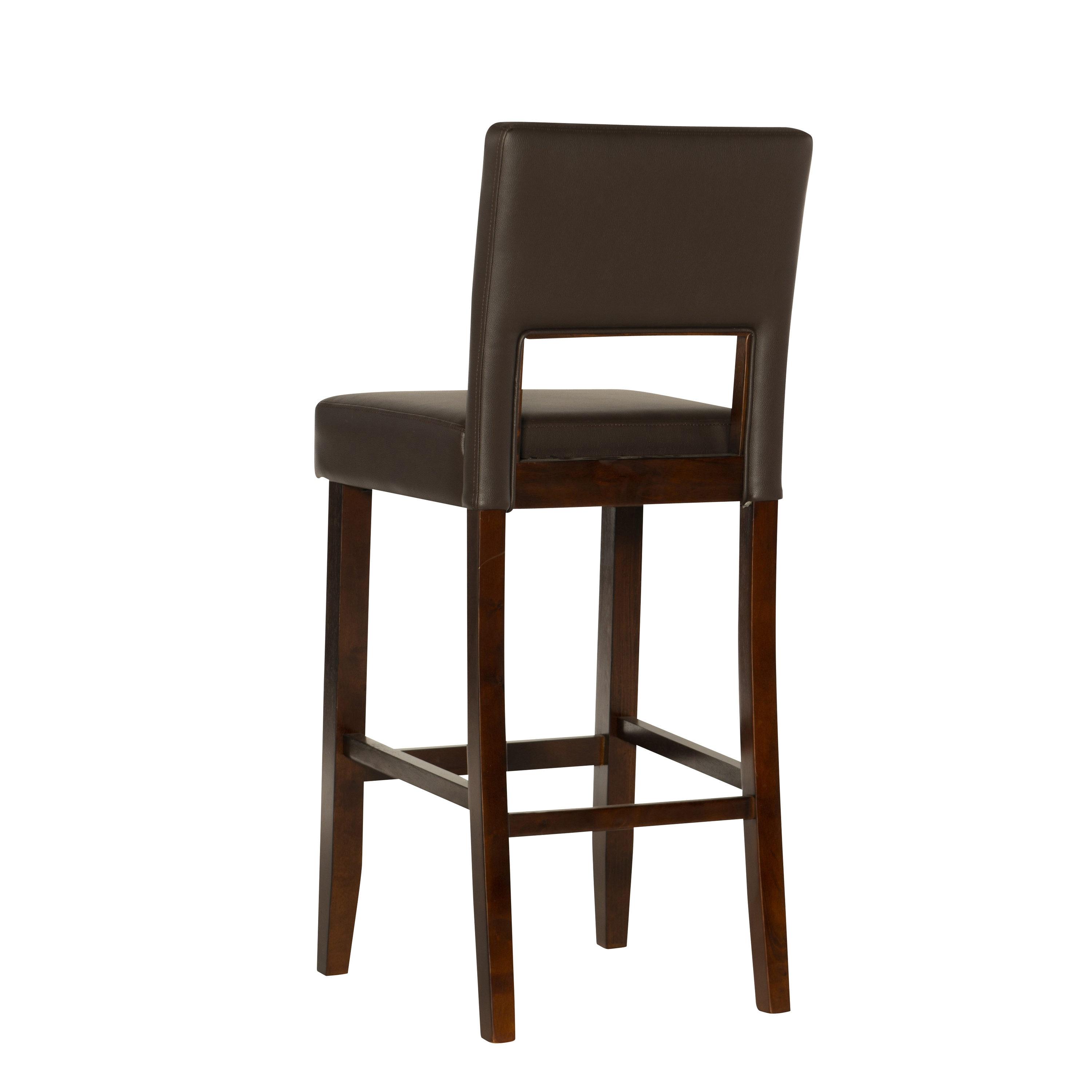 Linon 30" Vega Padded Back and Seat Faux Leather Barstool Hardwood/Espresso : Upholstered, Armless, Fixed Height