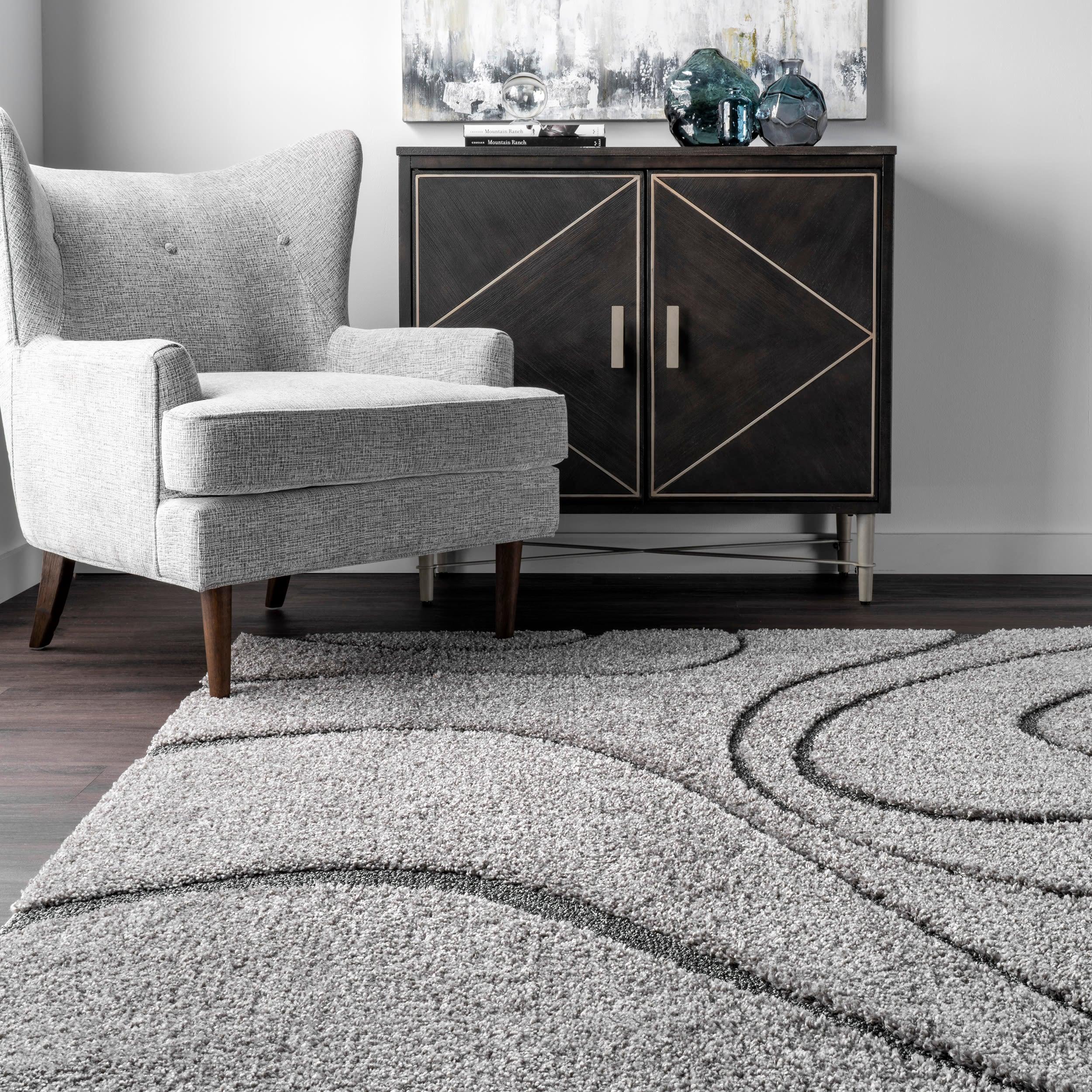 Nuloom Carolyn Abstract 4x6 Shag Indoor Area Rug for Living Room Bedroom Dining Room Nursery, Dark Grey