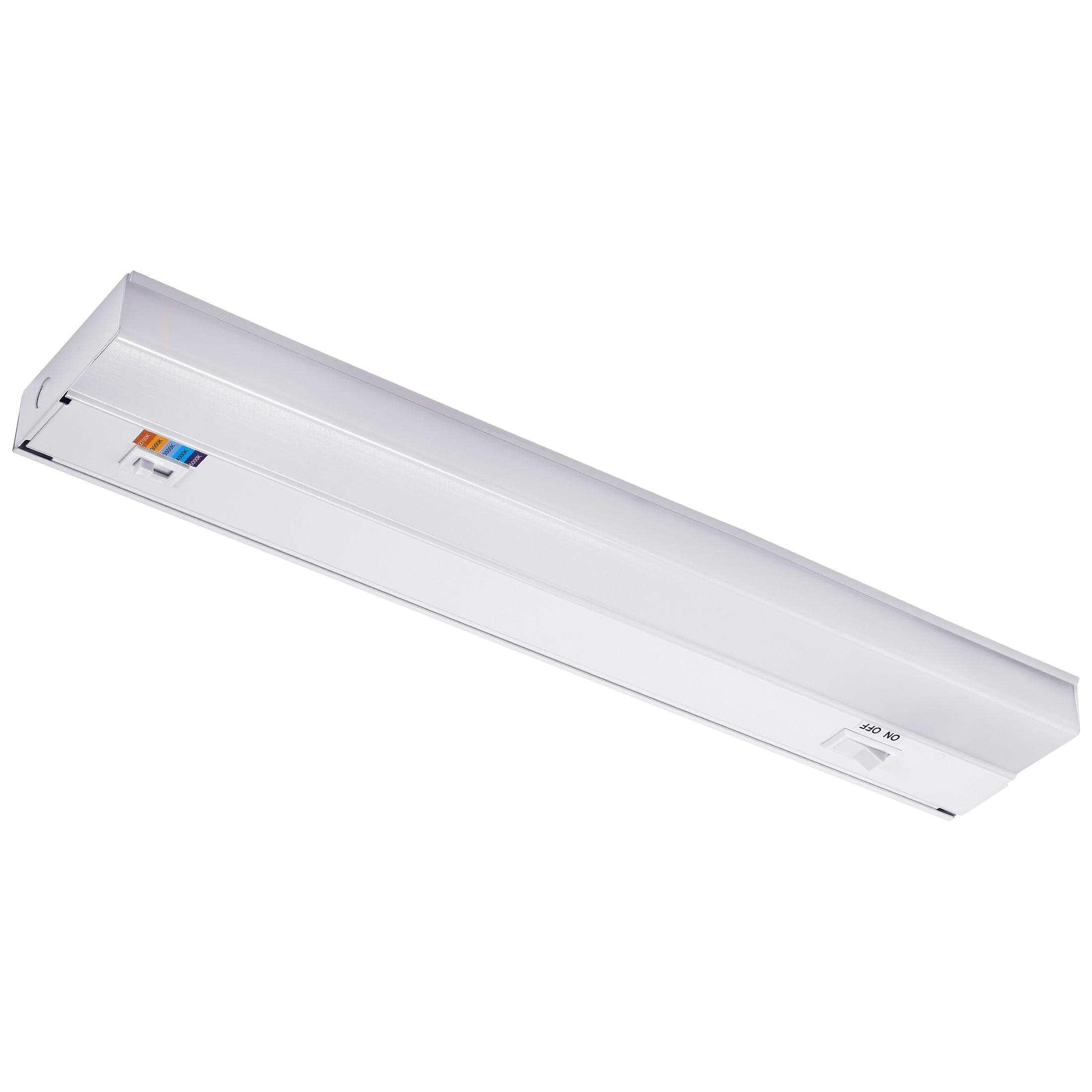 Maxxima 18 in. Hardwired LED Under Cabinet Light - 750 Lumens, 5 CCT, Color Temperature Slide Control, 2700K - 5000K, Kitchen and Indoor Lighting Fixture, White, On/Off Switch, ETL Listed