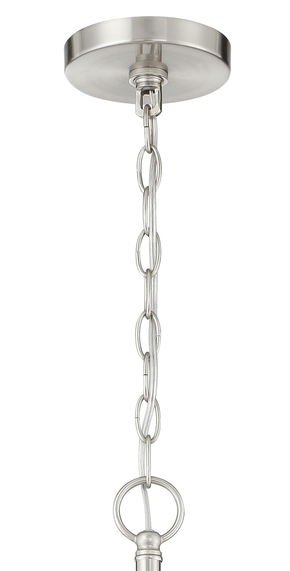 Sleek Brushed Nickel 5-Light Chandelier with Etched Opal Glass Shades