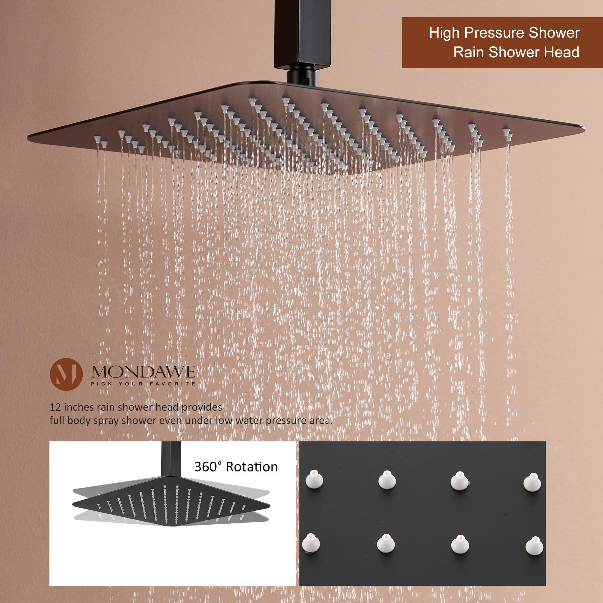 mondawe Herathena Wall Mounted Luxury Shower System with Digital Display (Rough-in Valve Included) WF6025BI-12BL