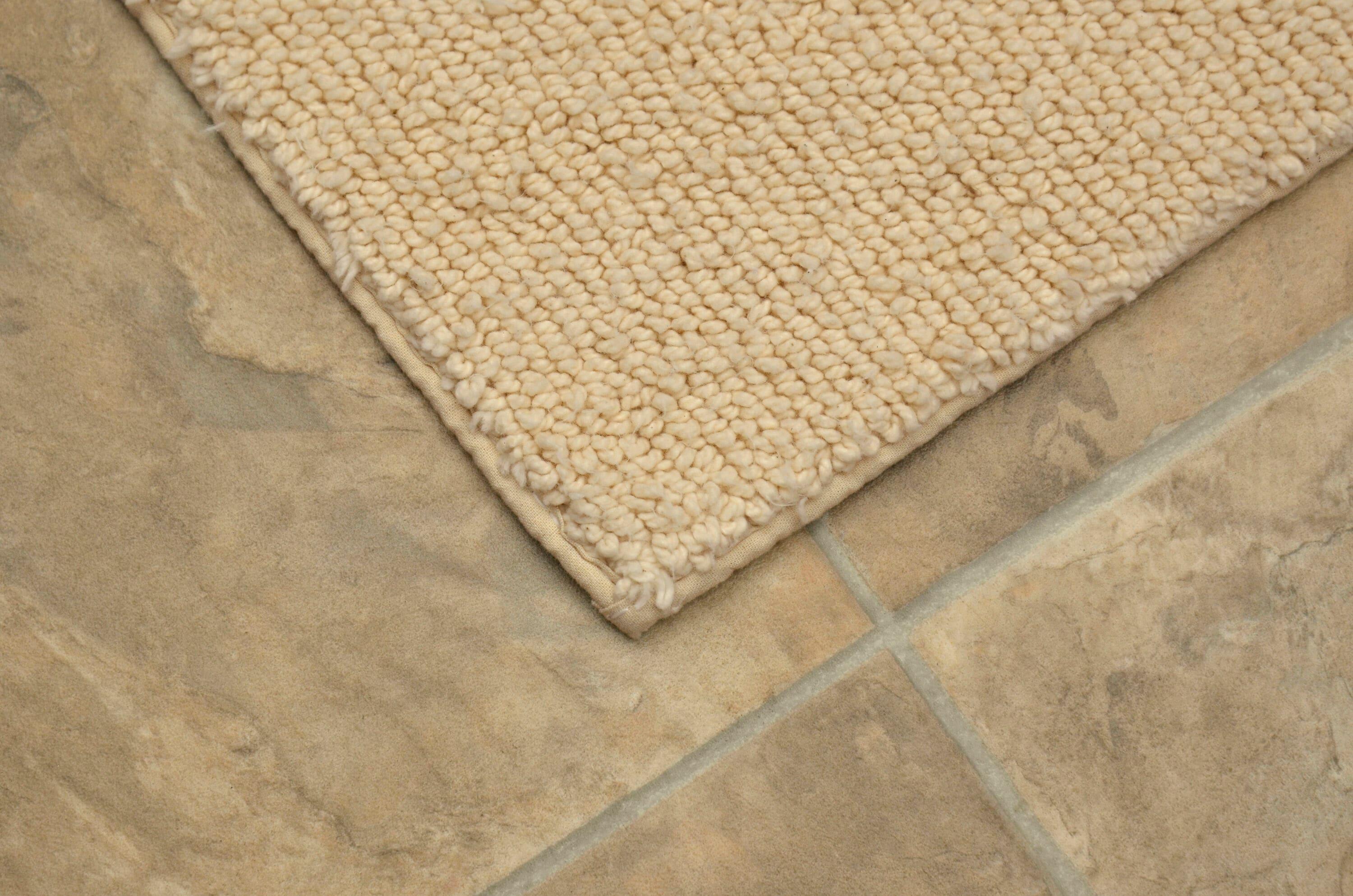 Garland Rug Queen Cotton Washable Bath Rug Set, 3 Piece Set (21"x34" Bath Rug, Contour Rug, & Toilet Lid) Natural