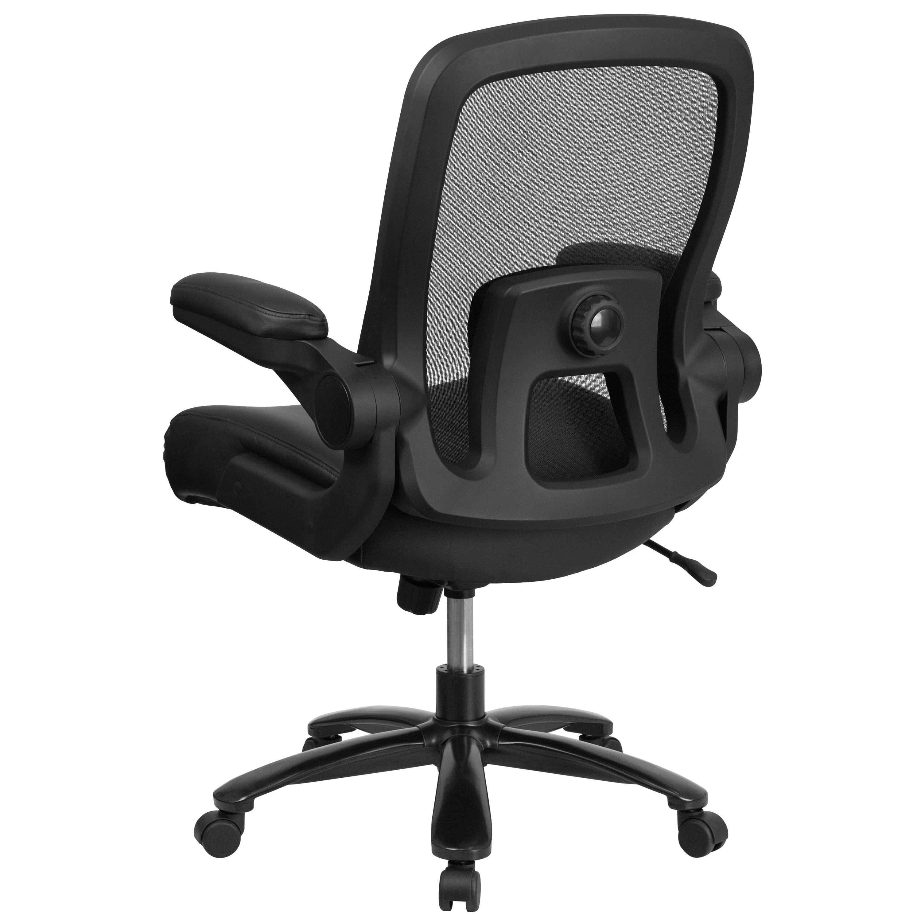 Flash Furniture HERCULES Series Big & Tall 500 lb. Rated Black Mesh/LeatherSoft Executive Ergonomic Office Chair with Adjustable Lumbar