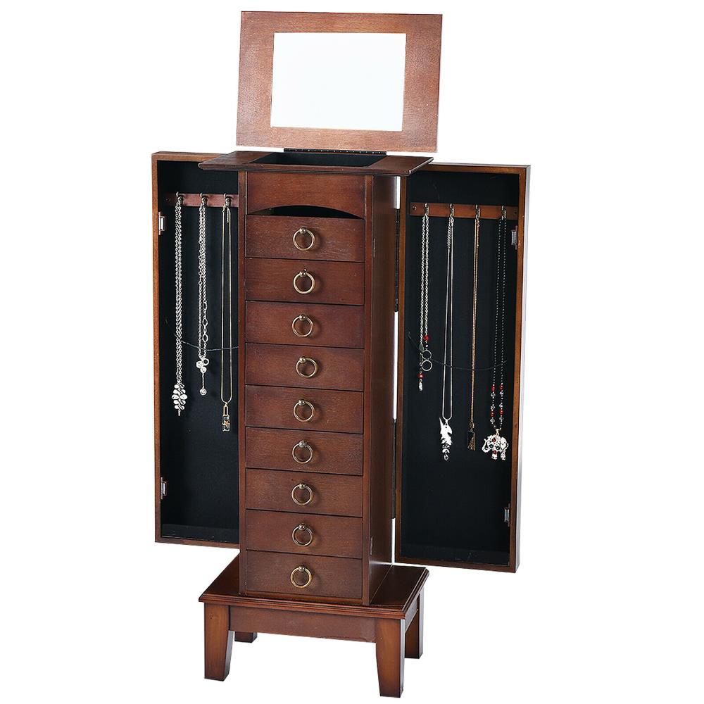 Costway Wood Jewelry Cabinet Armoire Storage Box Chest Stand Organizer Indoor Bedroom