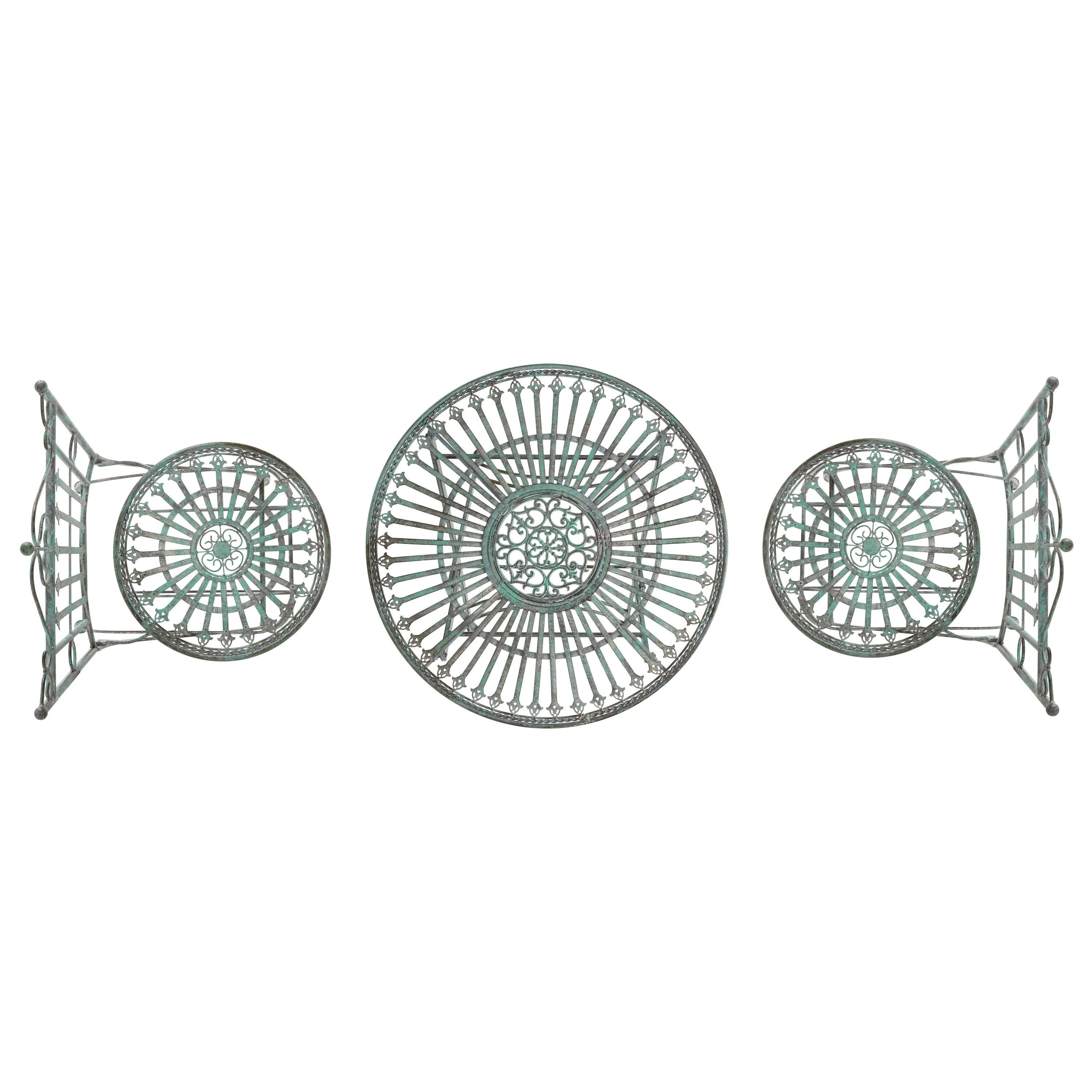 Belen Bistro Set, One Table And Two Chairs - Outdoor - PAT5020 - Antique Dark Green - Safavieh