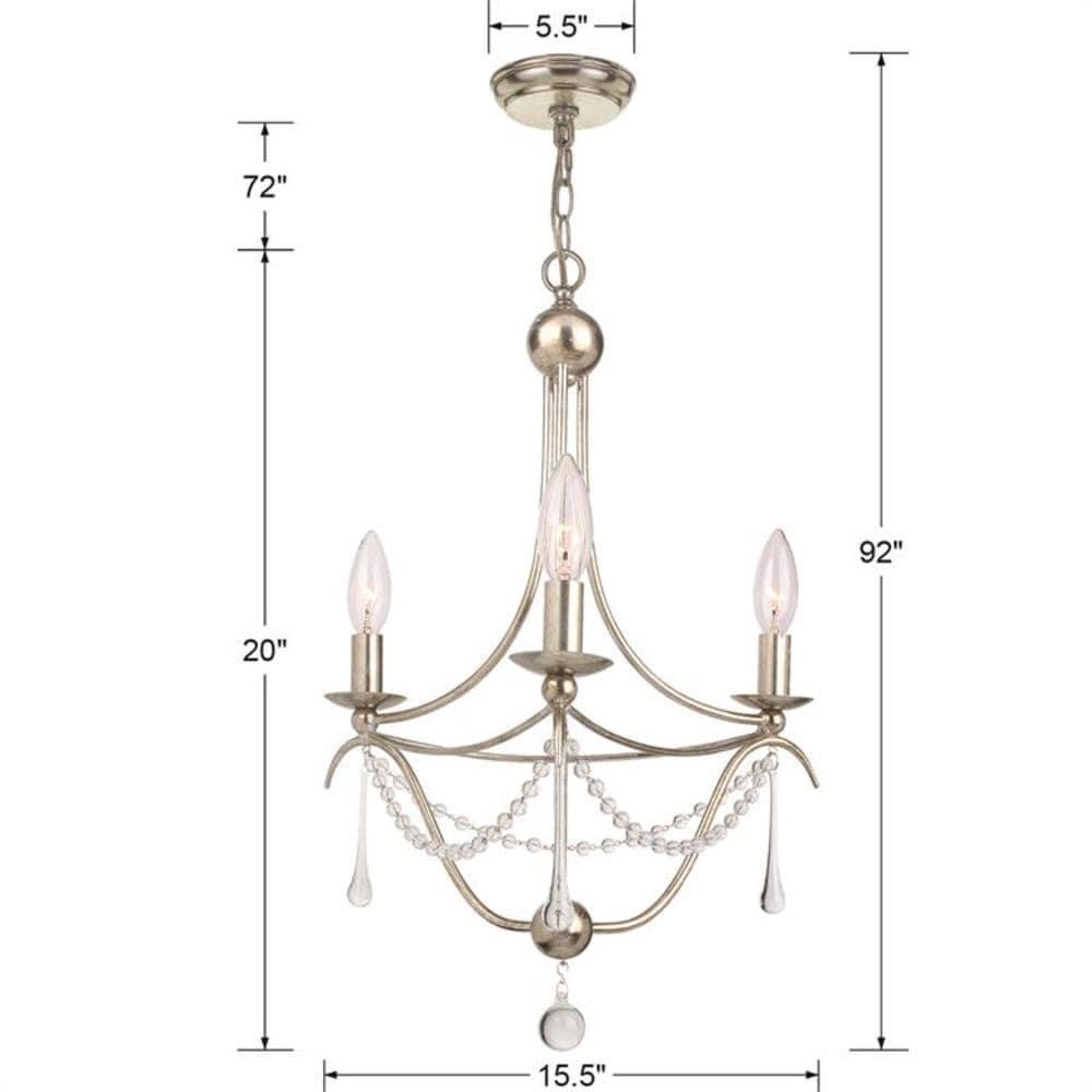 Crystorama Lighting Metro 3 - Light Chandelier in  Antique Silver