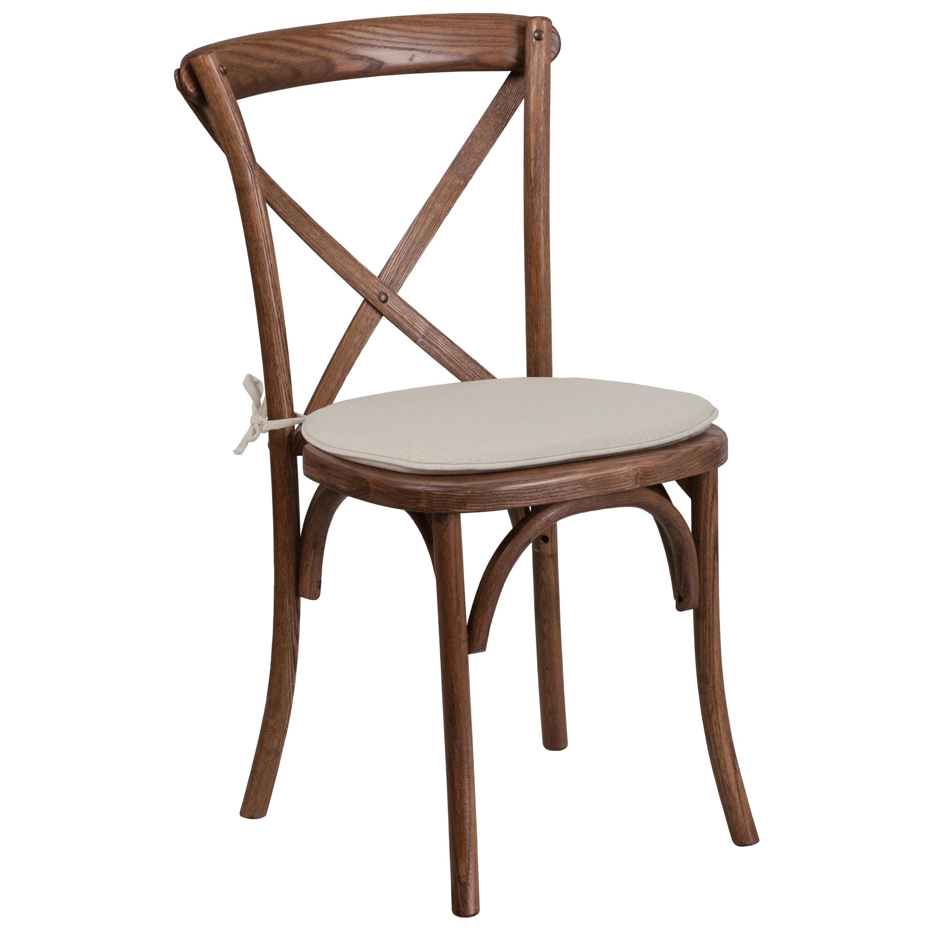 Flash Furniture 2 Pk. HERCULES Series Pecan Cross Back Chair with Cushion
