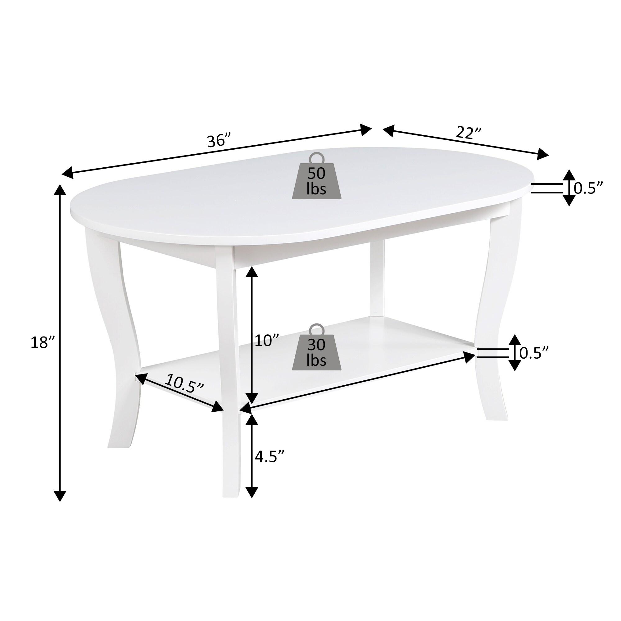 American Heritage Oval Coffee Table with Shelf in Mahogany Wood Finish