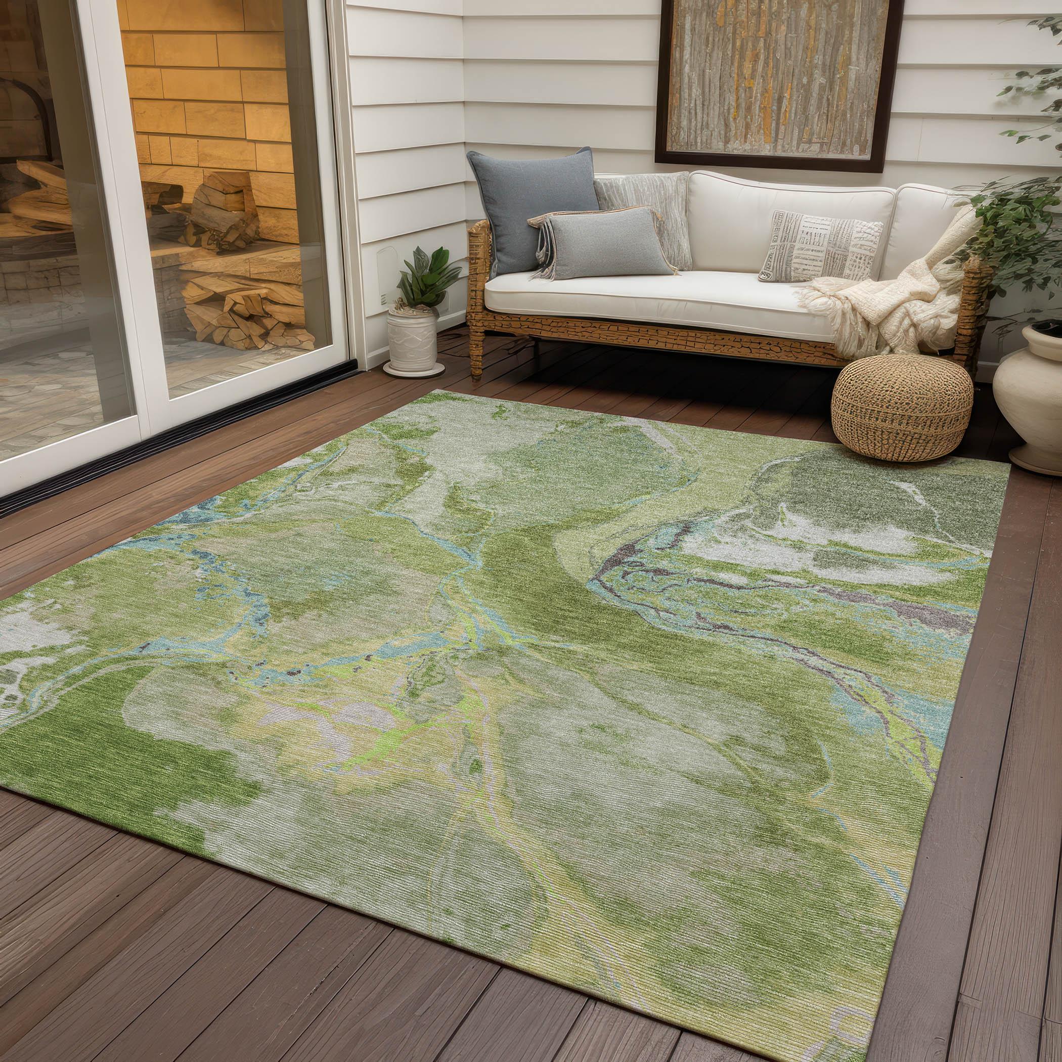 Addison Rugs Chantille Indoor/Outdoor Transitional Abstract Green Washable Rectangle Rug, 2'6" x 3'10"
