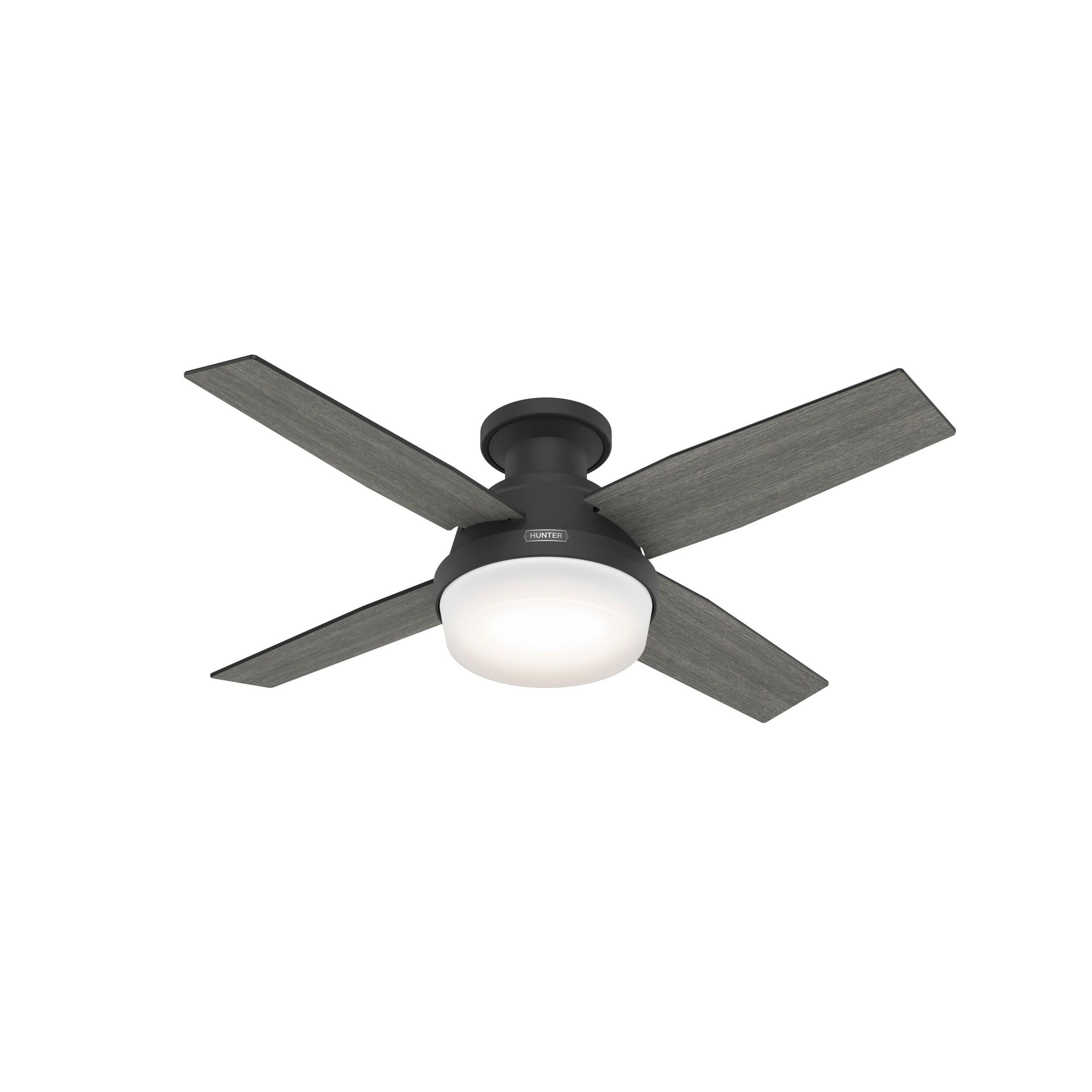 Dempsey Low Profile 44" 4 - Blade Indoor Flush Mount Small Room Ceiling Fan with Lights and Remote