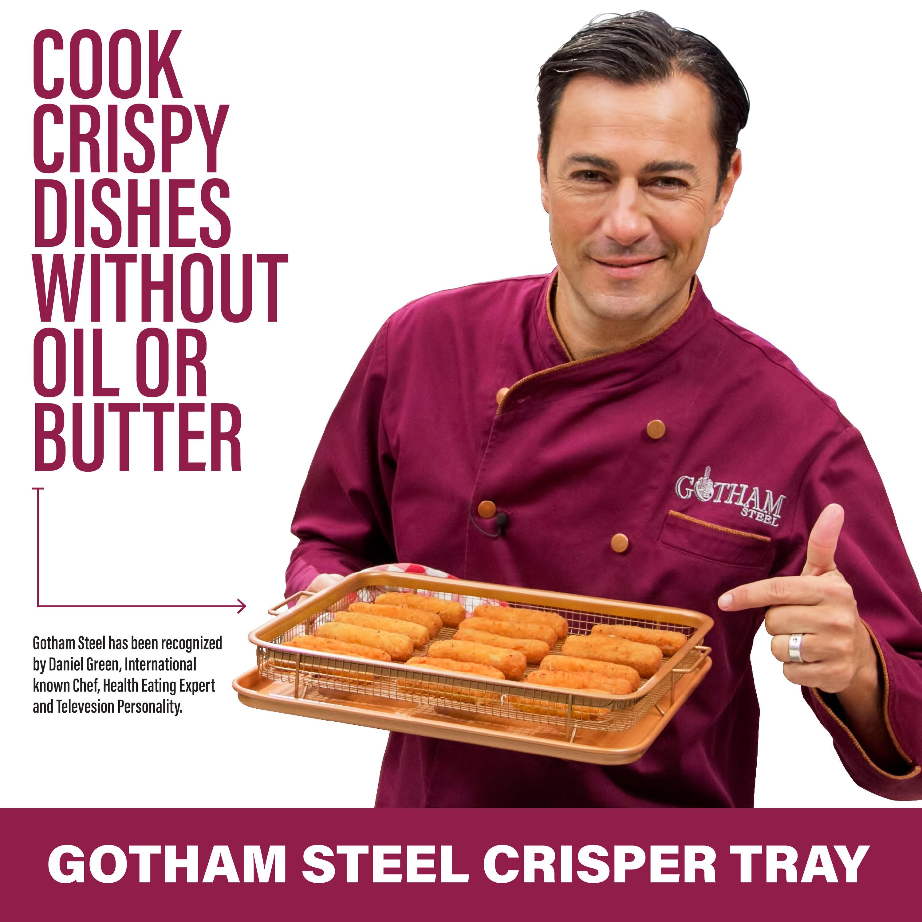Gotham Steel Nonstick Air Fryer Tray for Oven with Recipe Book - 16" x 12"