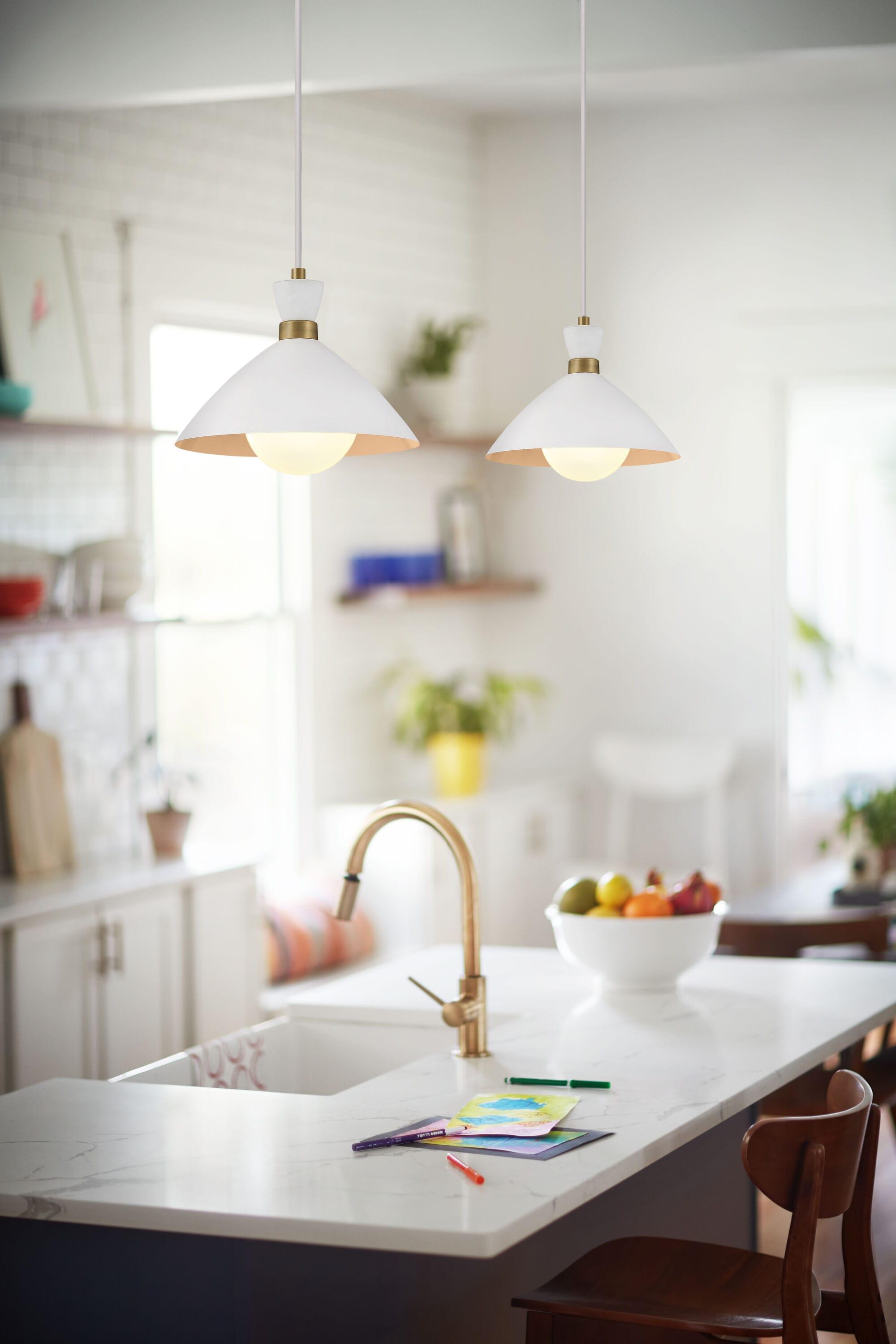 Lark Simon 1 - Light Pendant in  Matte White/Heritage Brass