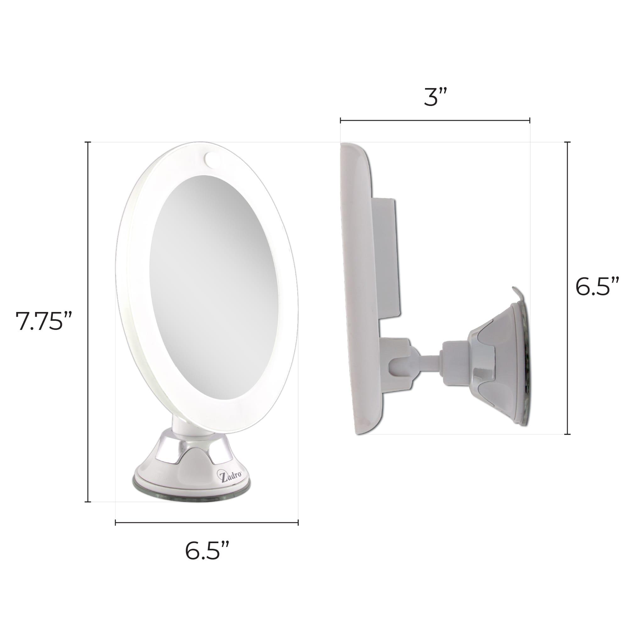 LED Lighted Swivel Power Suction Cup Mirror - Zadro: 10x Magnifying, Battery Operated, Round Vanity Mirror