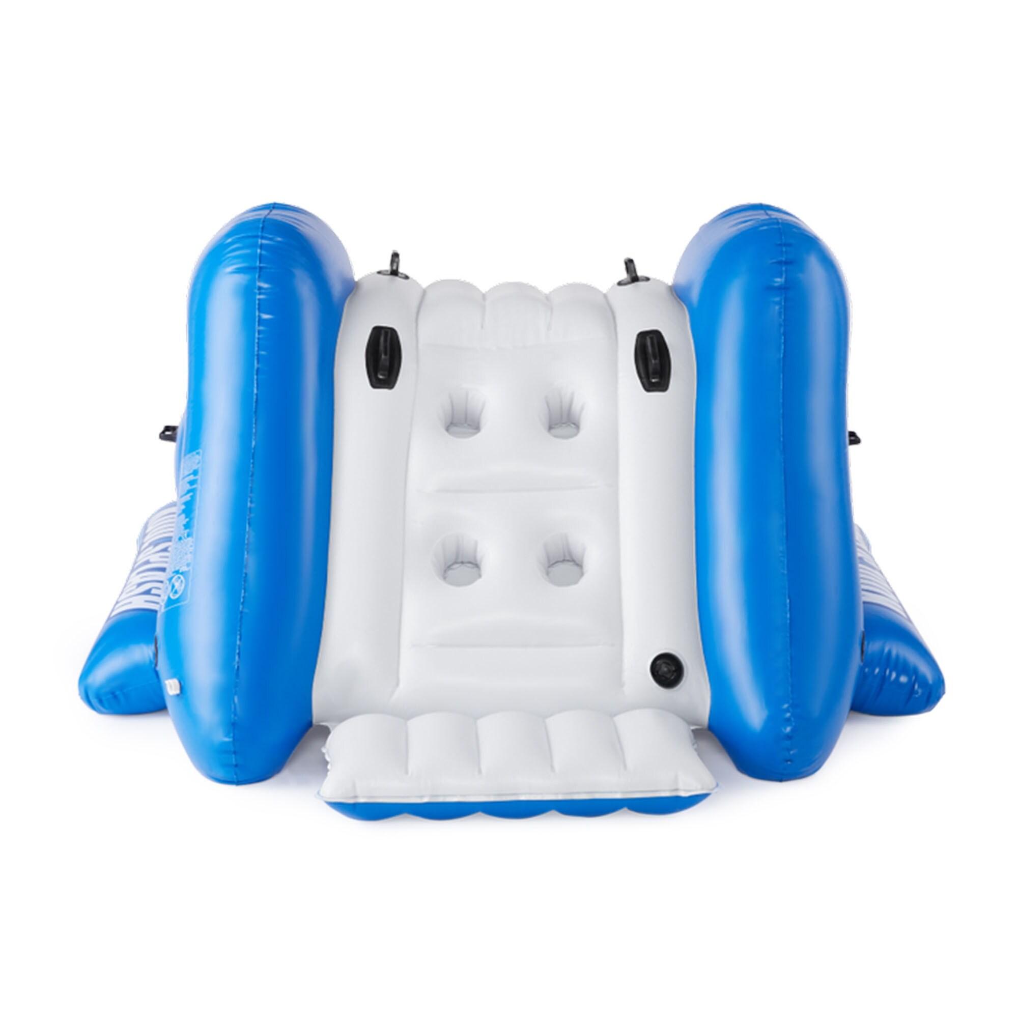Intex Kool Splash Inflatable Play Center Swimming Pool Water Slide, Blue, and Inflatable 8.5'x5.75' Swim Center Family Pool for 2-3 Kids, Blue & White