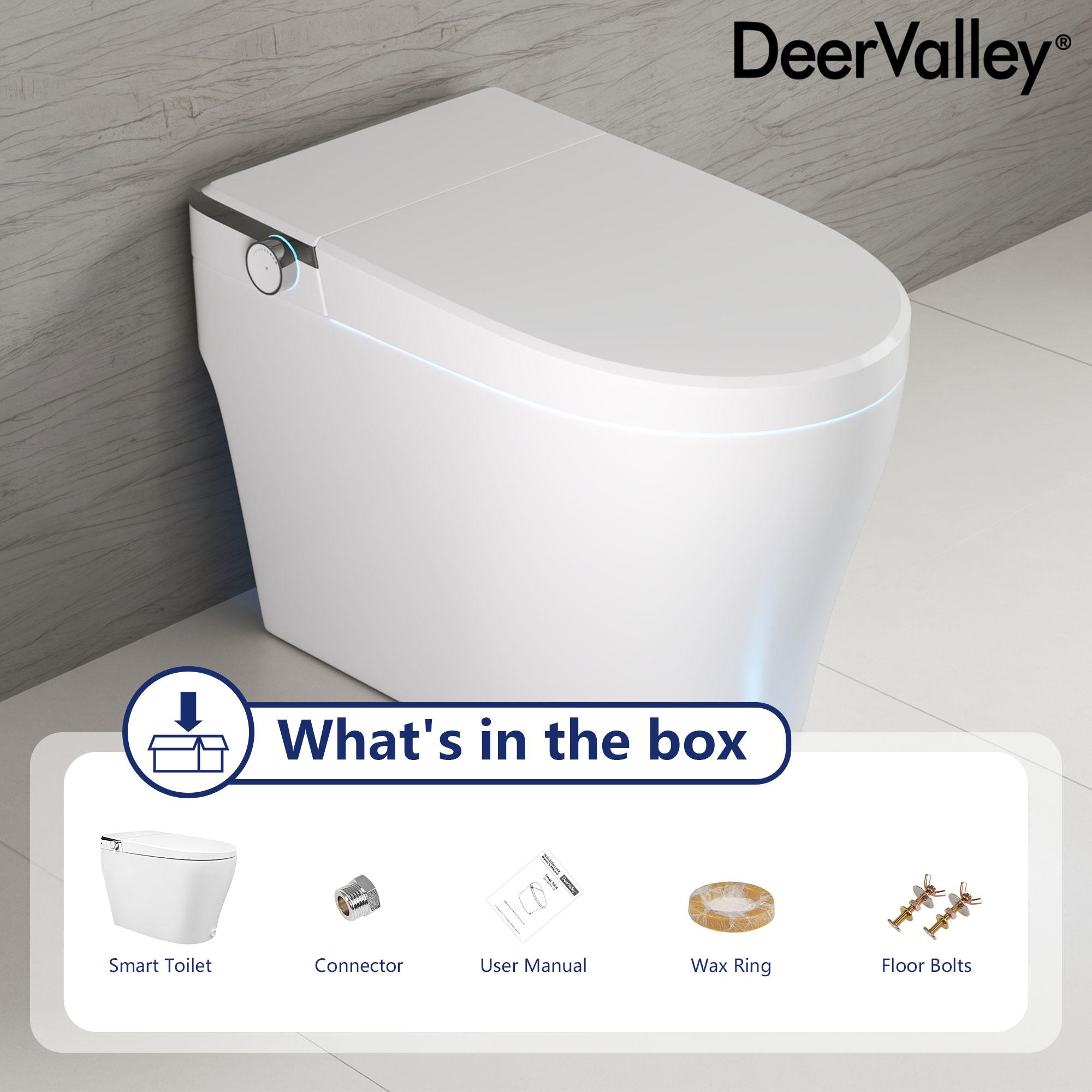 DeerValley Smart Toilet Elongated 1 Piece 1.28GPF  Fully Glazed Toilet with Heated Seat & Foot Kick Flush & Night Light DV-1S0029-V1