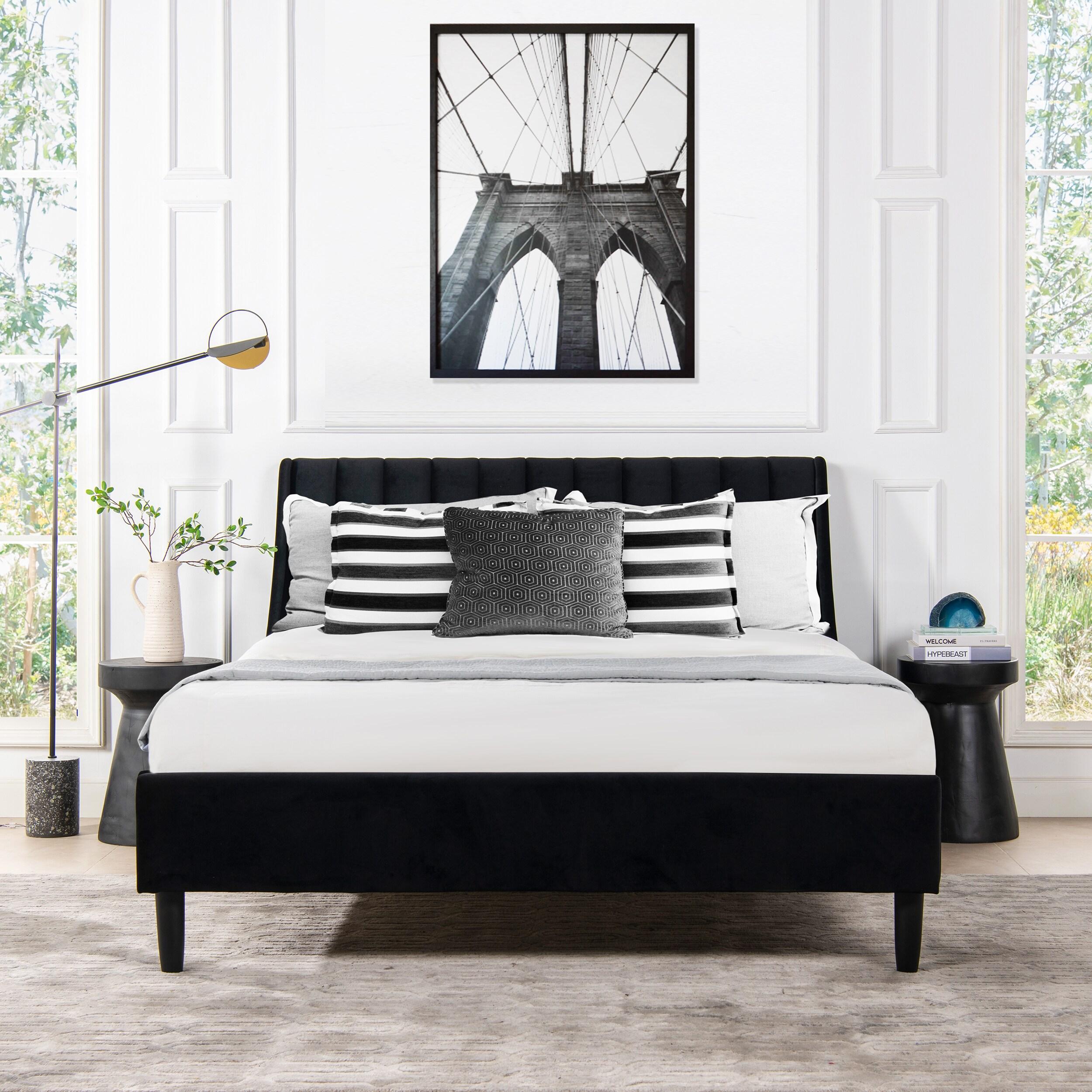 Sandy Wilson Home Aspen Upholstered Platform Bed Queen Anthracite Black