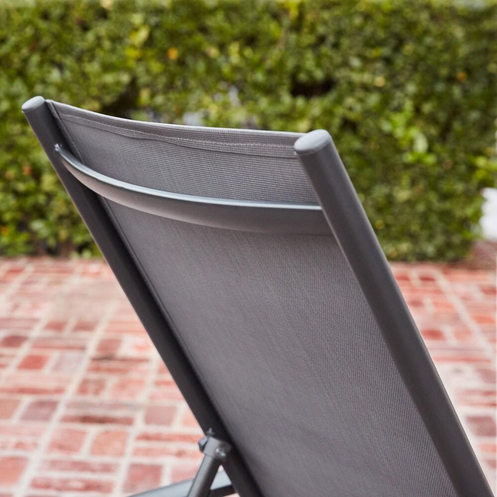 Hanover Naples Outdoor Folding Chaise Lounge Chair with Adjustable Backrest | Patio and Poolside Lounging Chair | UV and Weather-Resistant Sling Fabric | NAPLESCHS-GRY