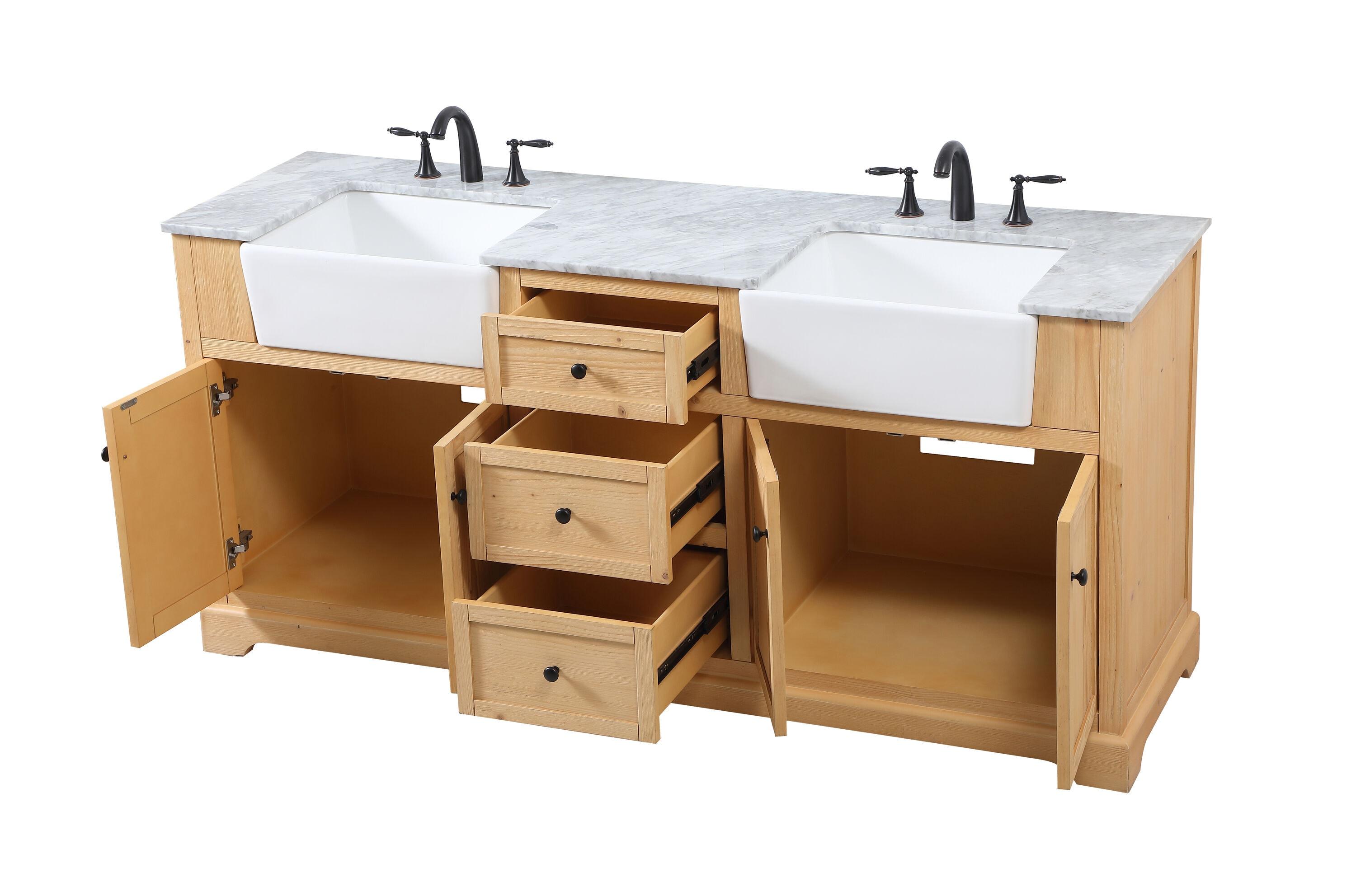 Pardue 72'' Double Bathroom Vanity with Marble Top