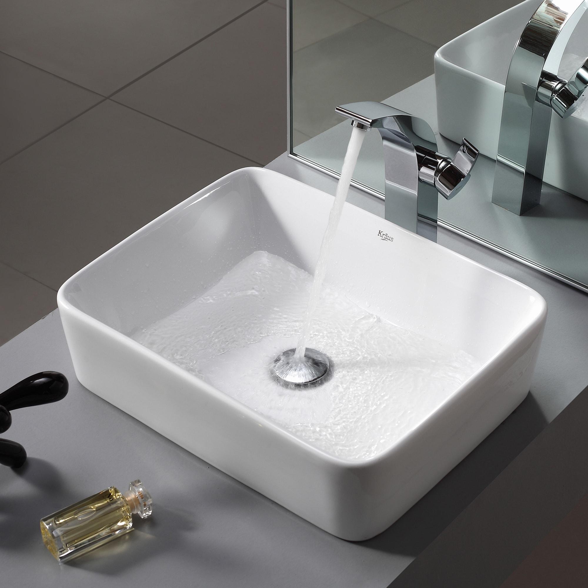Ceramic Rectangular Vessel Bathroom Sink
