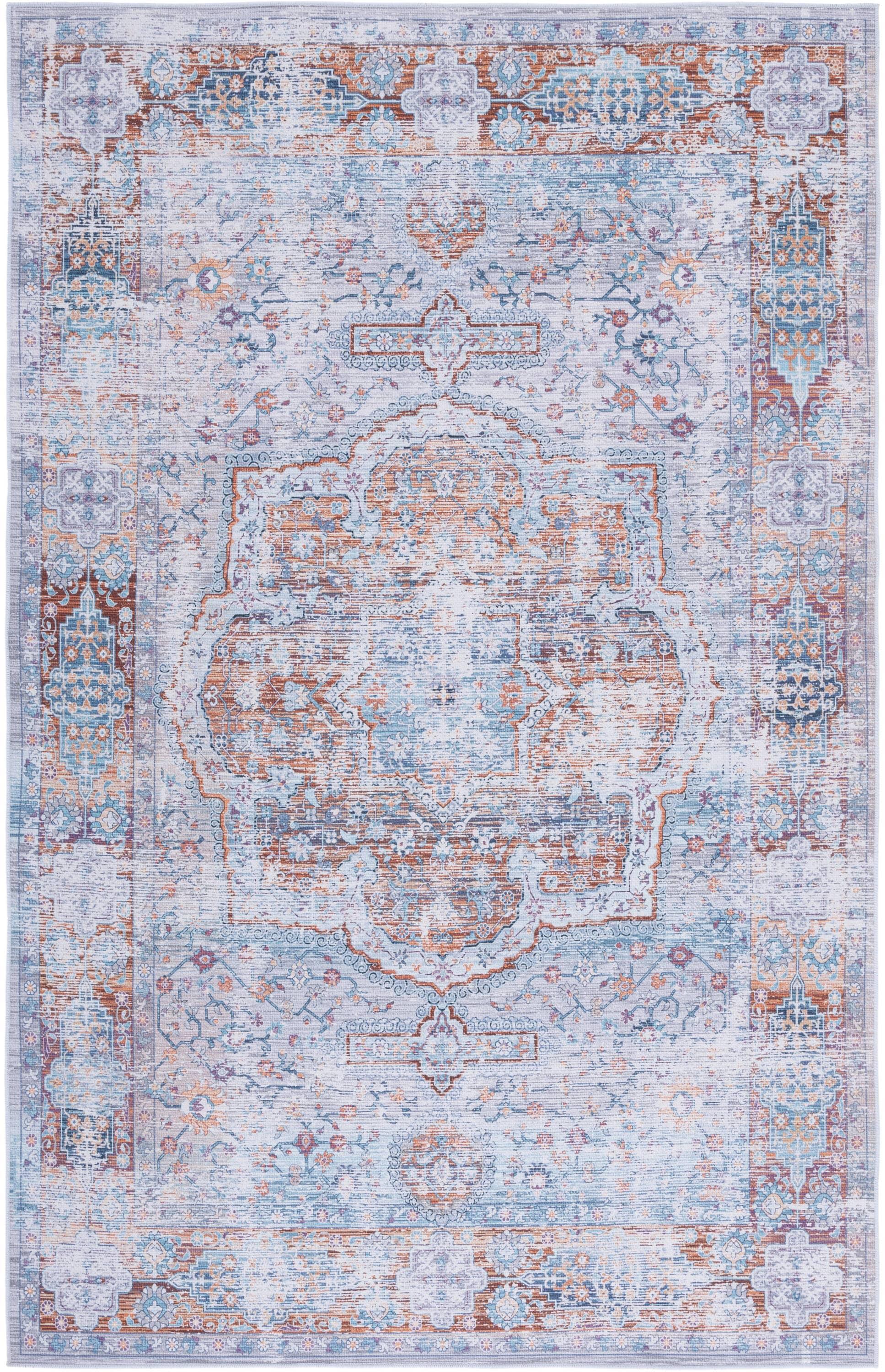 Tucson TSN145 Power Loomed Machine Washable Area Rug - Beige/Rust - 8'9"x11'9" - Safavieh.