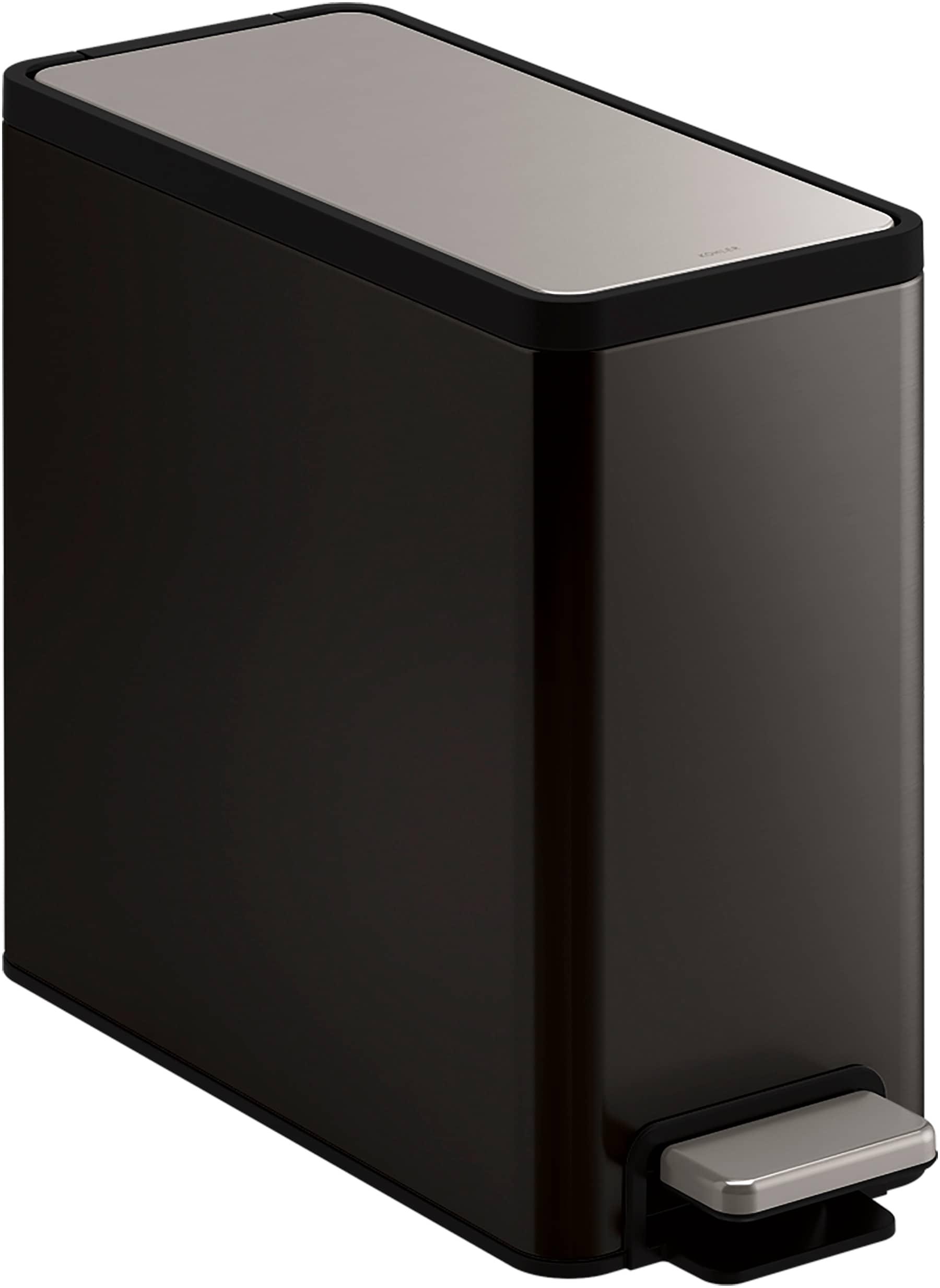 Reset 2.5-Gallon Bathroom Trash Can, Slim Stainless Steel Step Trash Can with Quiet-Close Lid