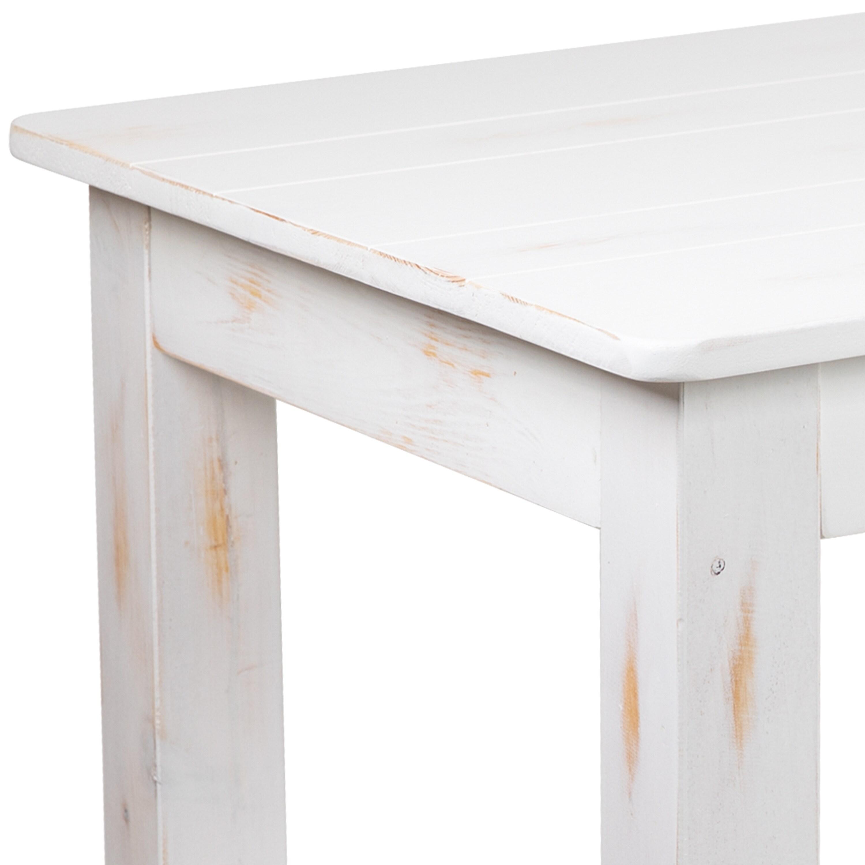 Flash Furniture HERCULES Series 46" x 30" Rectangular Antique Rustic White Solid Pine Farm Dining Table