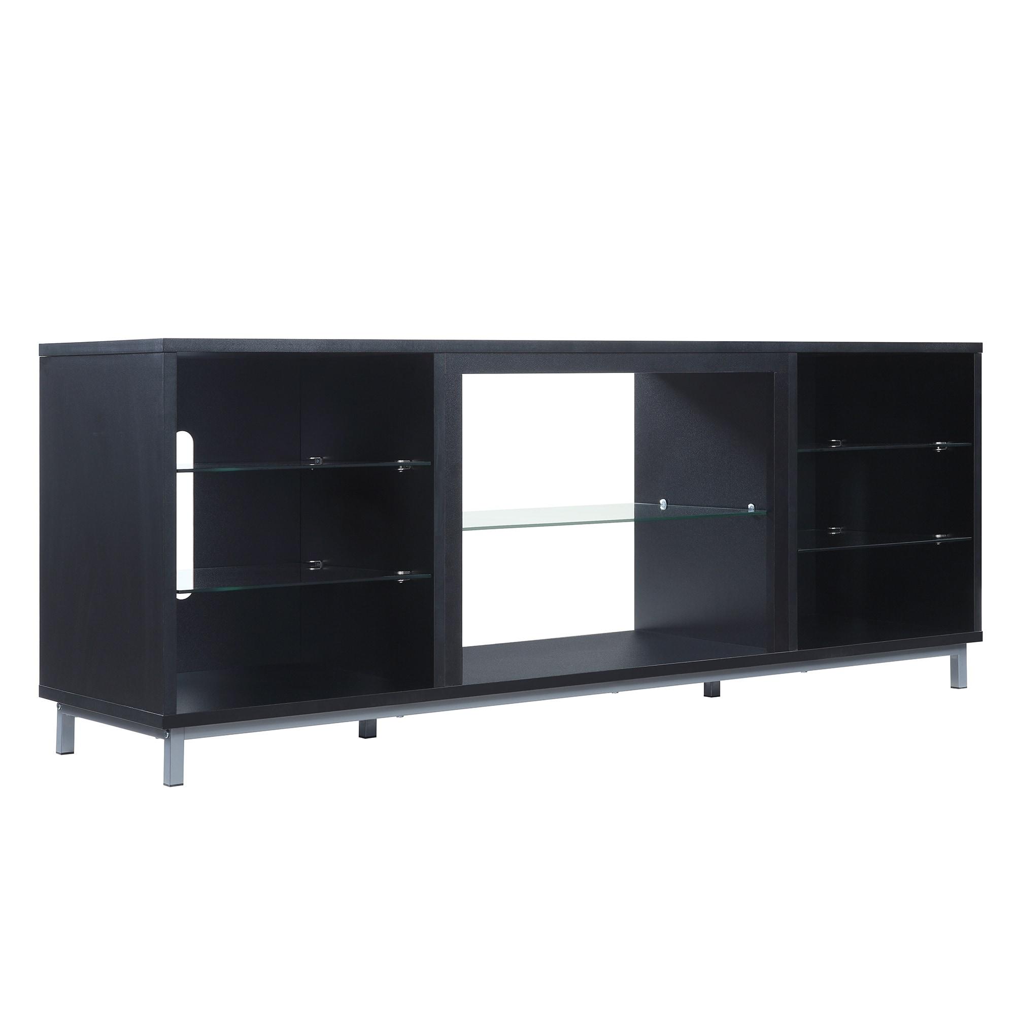 Manhattan Comfort Brighton Wood TV Stand for TVs up to 56" in Black