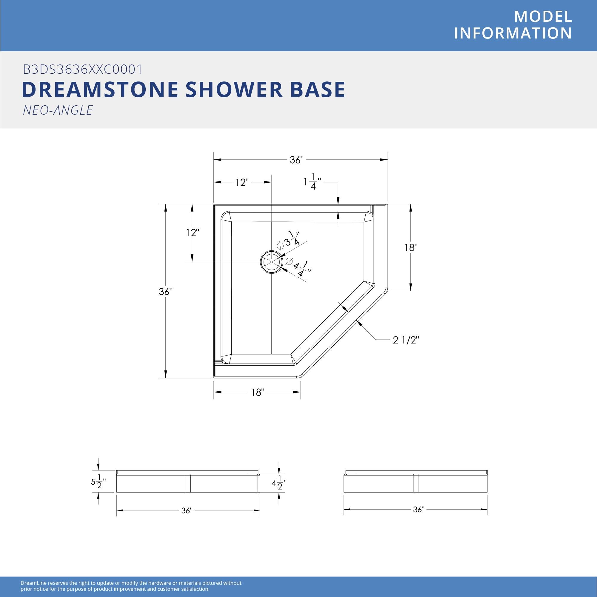 DreamLine DreamStone 36 in. D x 36 in. W Base and Wall Kit in White Modern Subway Pattern