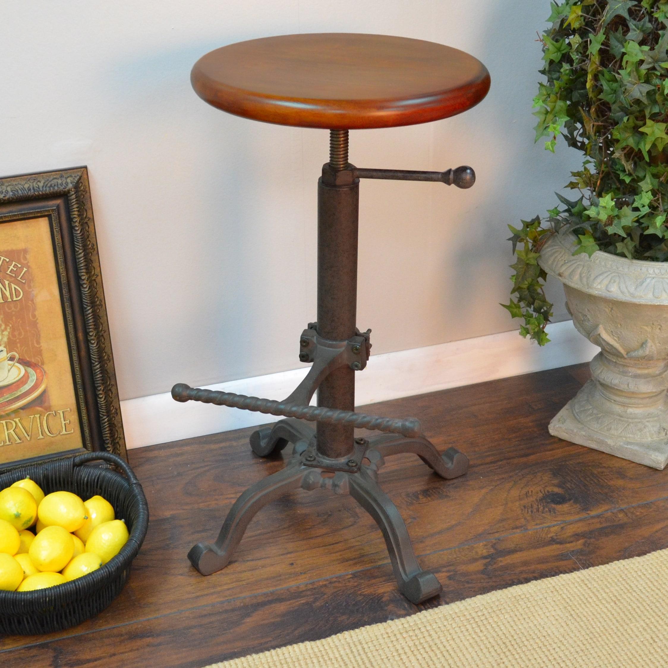 Carolina Living Jackson Adjustable Barstool Metal/Chestnut: Round, Backless, 250lb Capacity, Rustic Style