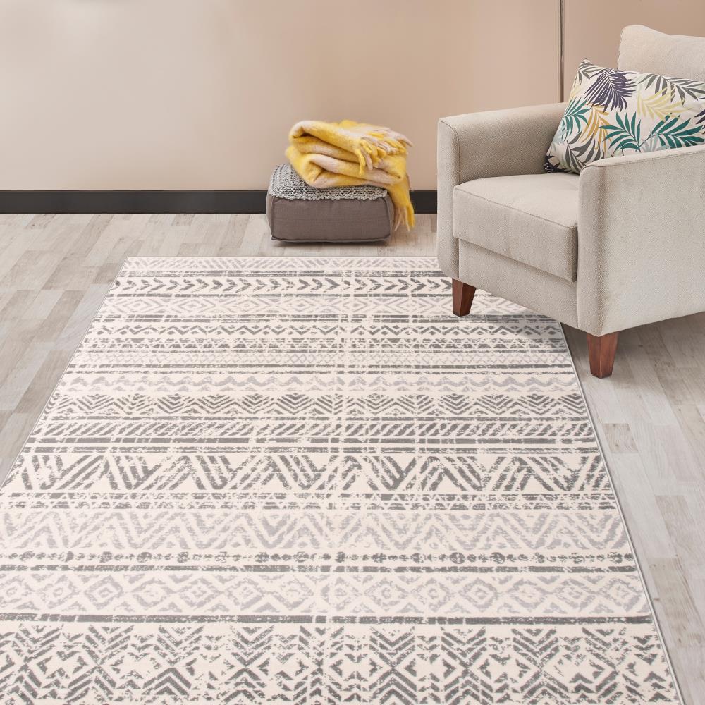 World Rug Gallery Geometric Distressed Bohemian Gray 3'3" x 5' Area Rug