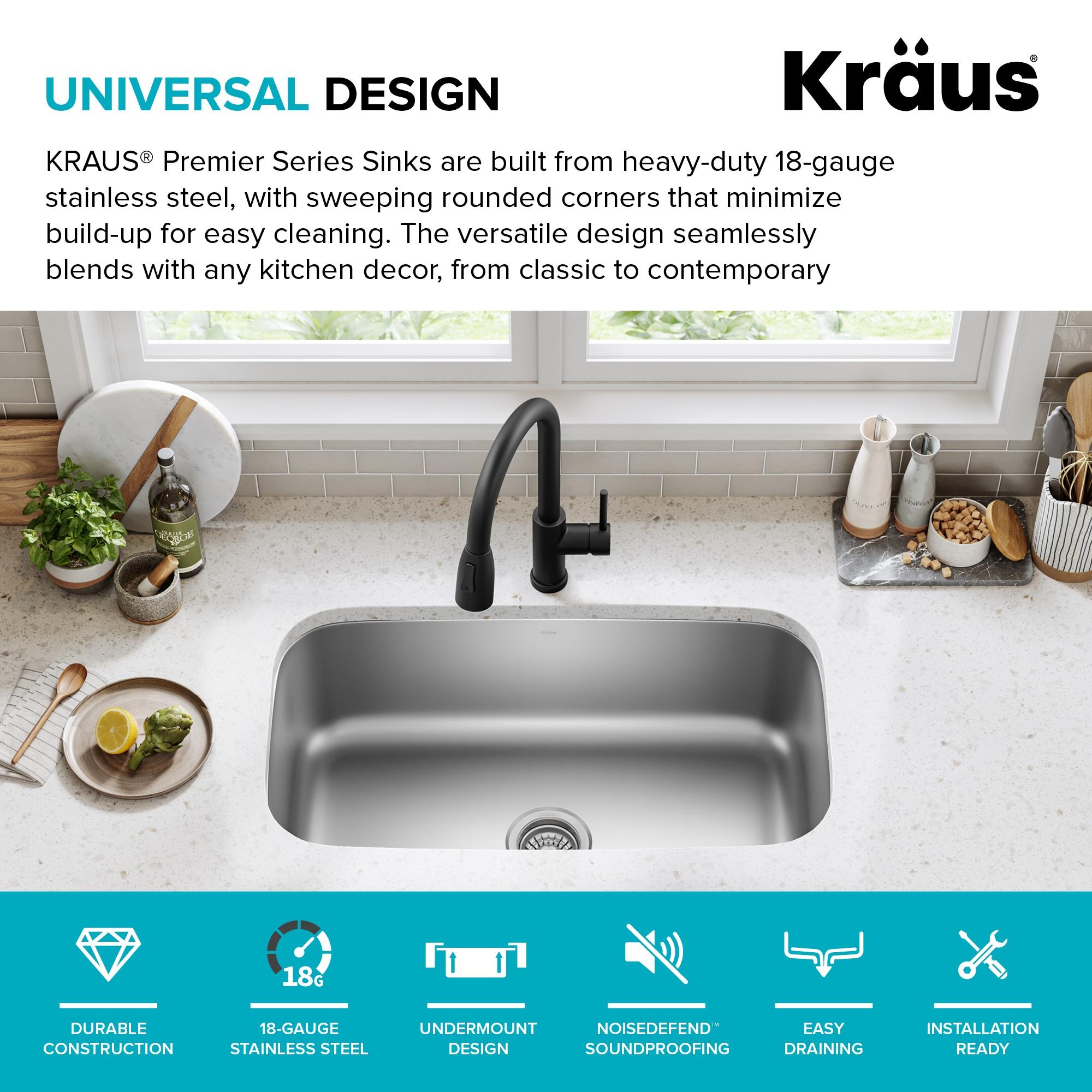 KRAUS Premier Undermount Single Bowl 18-Gauge Stainless Steel Kitchen Sink