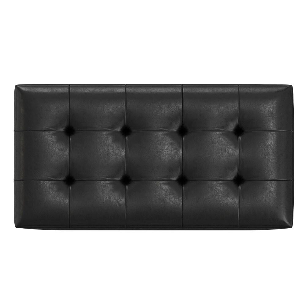 Simpli Home Cosmopolitan Faux Leather Ottoman